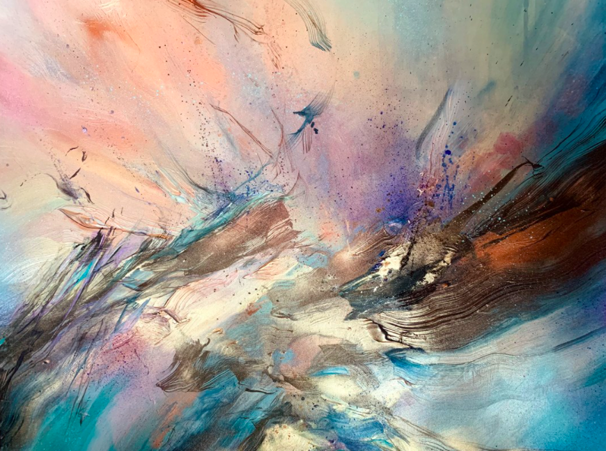 Andrea Ehret. Spirit Comes to Me. Mixed media on canvas. 47.2 x 39.4 in.