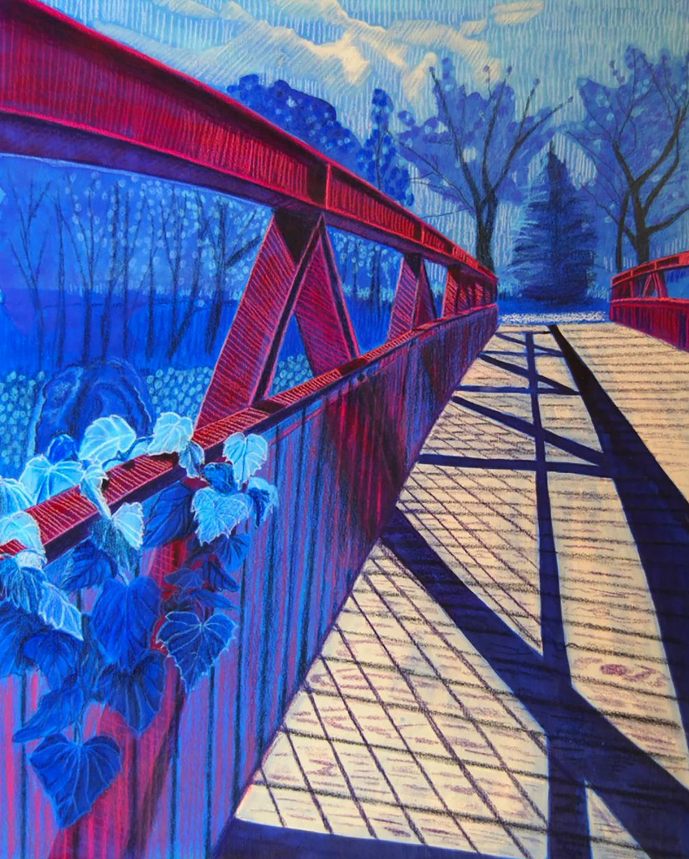 Approach (She is Fierce), flashe, gouache and colouring pencil on plywood, 16" x 20"