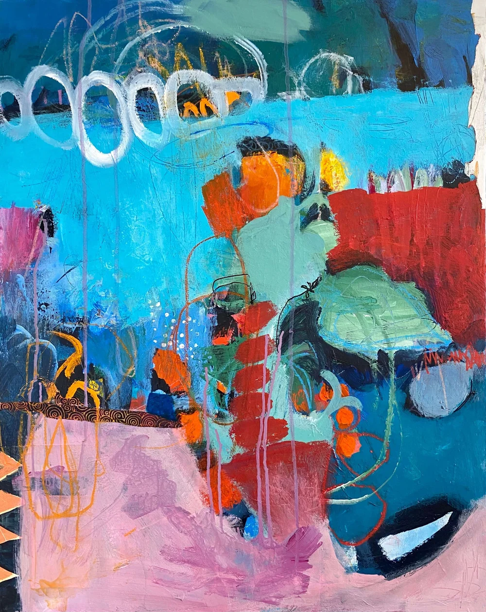 Susie Zol. All At Once. Acrylic &amp; mixed media.