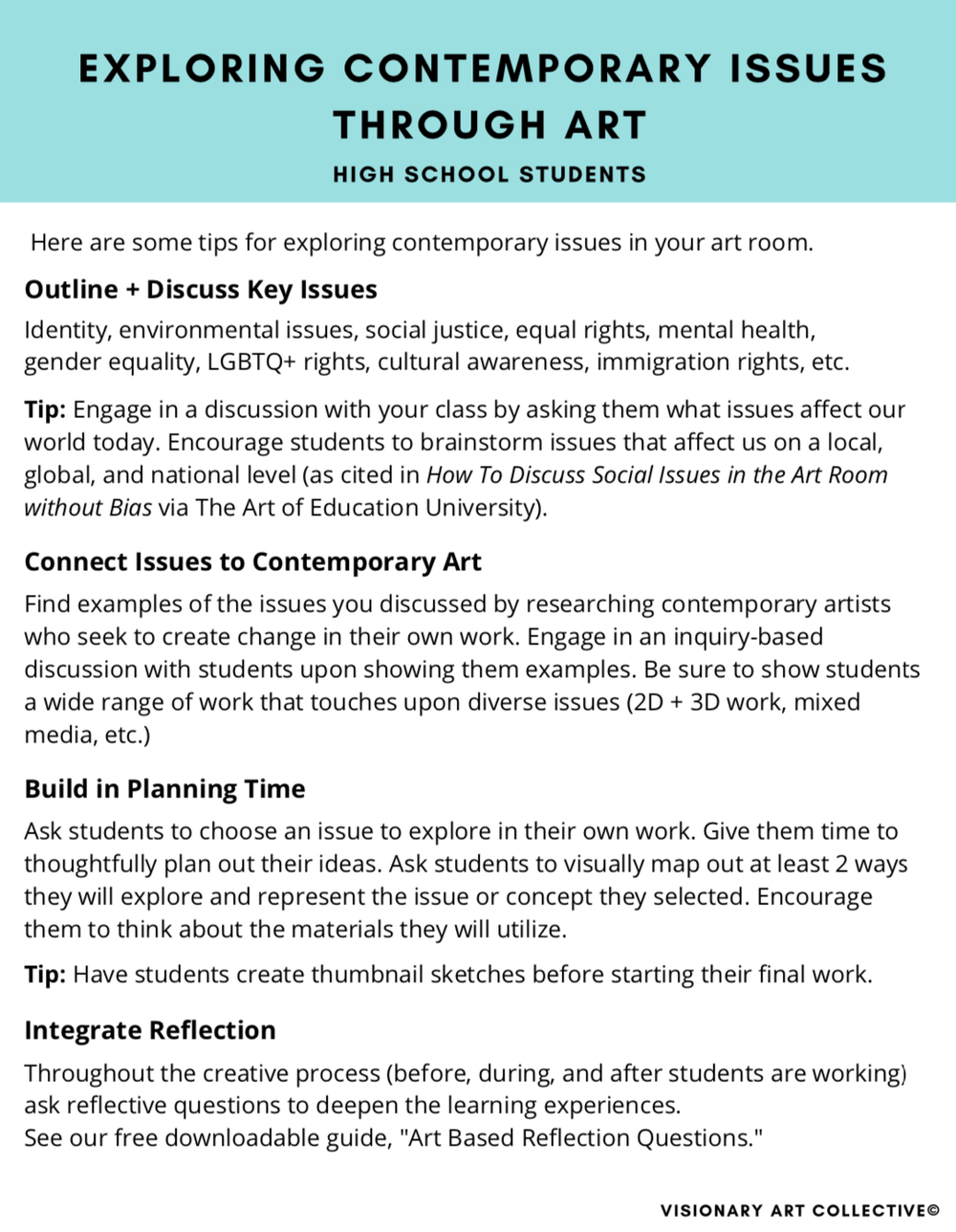 FREE Exploring Contemporary Issues Through Art, Grades 9-12