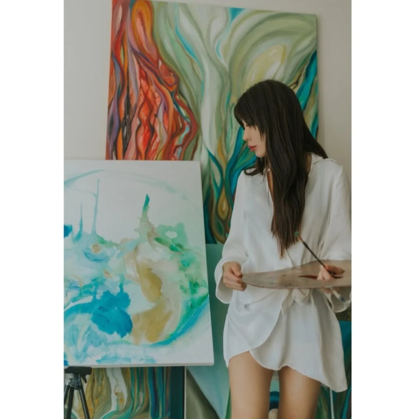 Beautiful work in the studio by @dayana_beisenova 🩵

Dayana Beisenova&rsquo;s artistic inspiration is deeply rooted in exploring the human psyche, drawing from the projective psychological Rorschach test and the spiritual realm.
⠀⁠
⠀⁠
⠀⁠
⠀⁠
⠀⁠
⁠
#ar