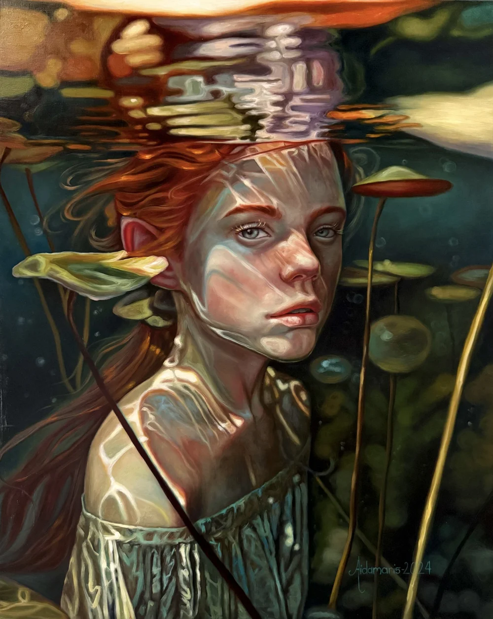 Aidamaris Roman Tejera, Hidden in the Shadows , Oil on canvas 22" x 30"