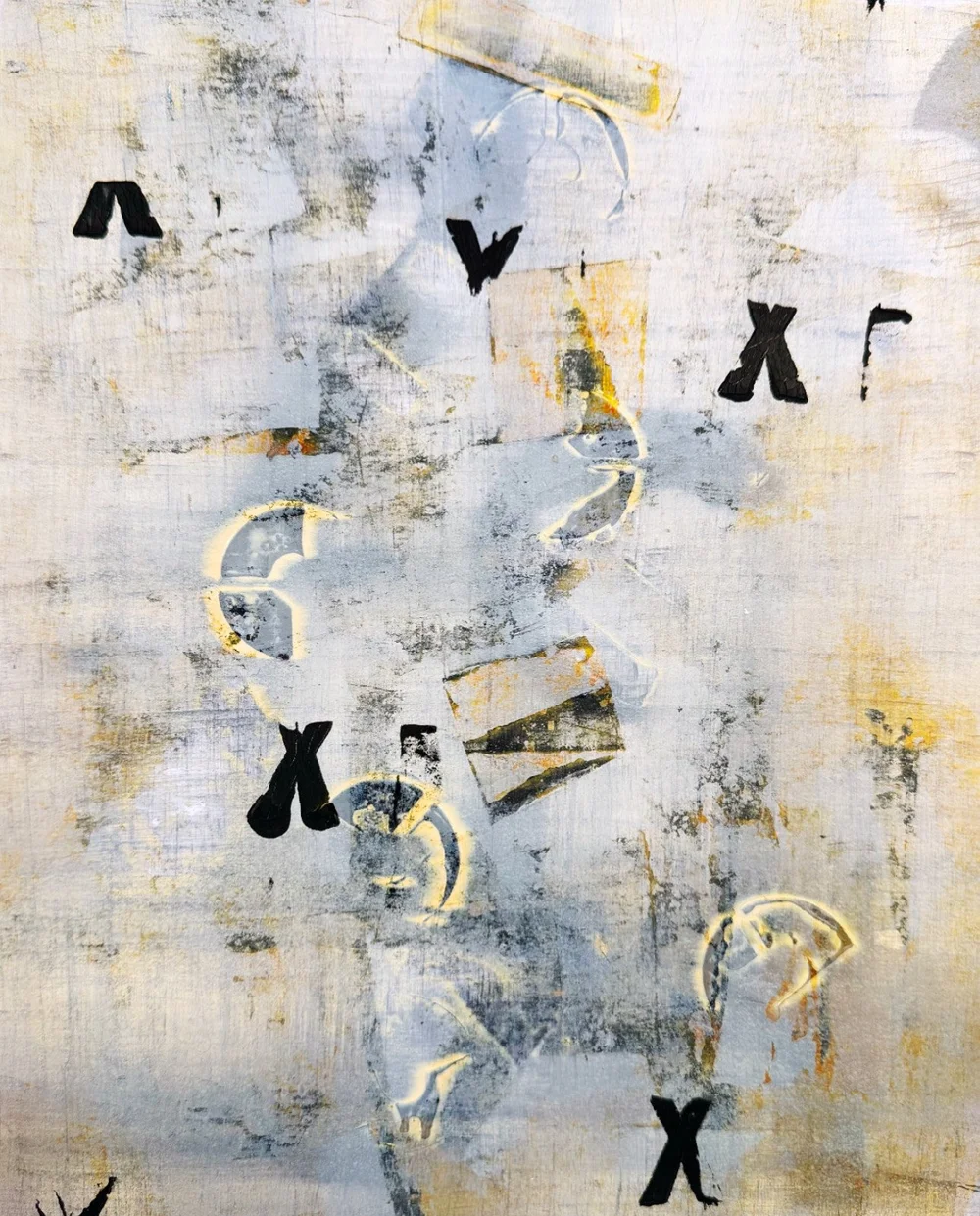 J. Dani Kamas, Mitigation Strategy, Oil, ink, acrylic on paper, 11" x 14"