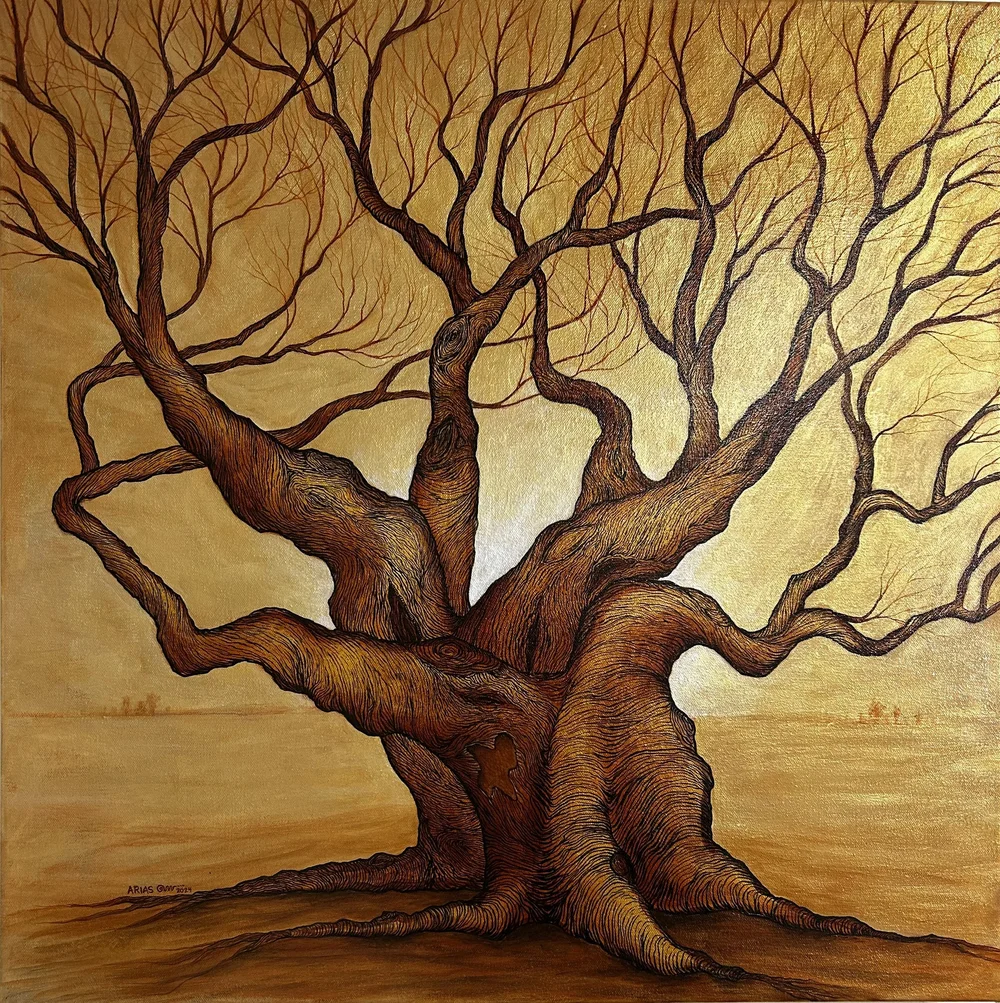 Ana Silvia Arias, Resilience After Wounds, Acrylic on canvas, 30" x 30"