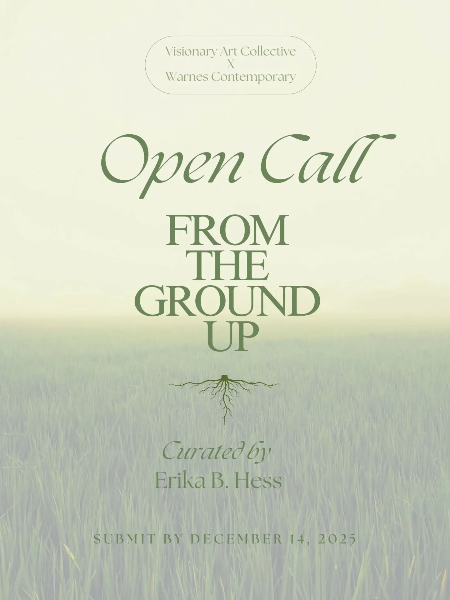 Less than 1 month to submit to our annual juried in-person exhibition, 𝙁𝙧𝙤𝙢 𝙩𝙝𝙚 𝙂𝙧𝙤𝙪𝙣𝙙 𝙐𝙥, at Warnes Contemporary! ✨

🔗 Comment 222 to receive a DM with the link!

We&rsquo;re thrilled to partner with @erikabhess of @ilikeyourworkpodc