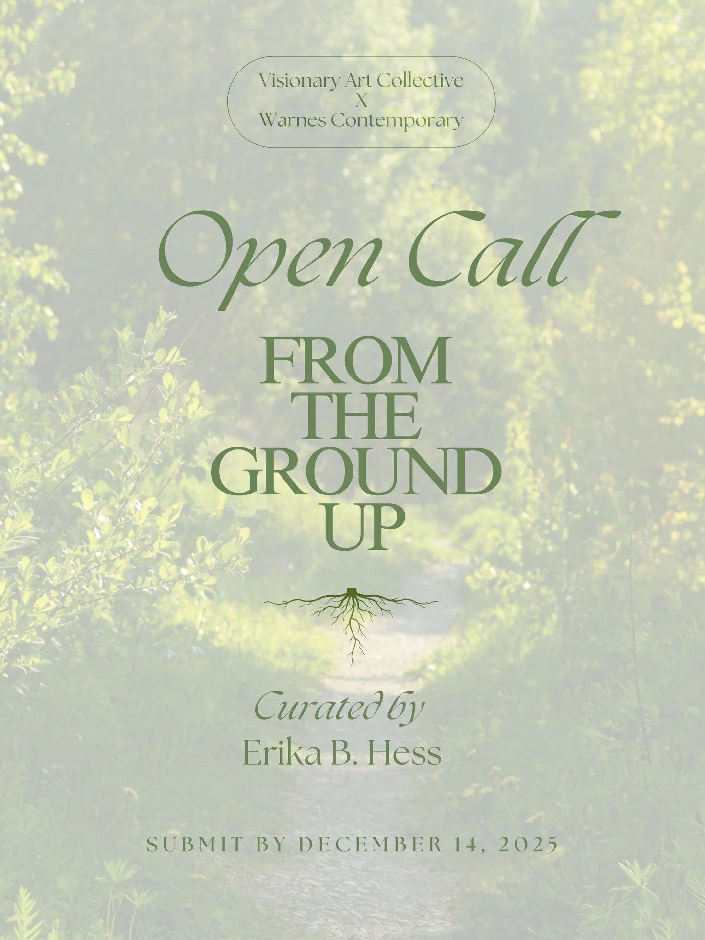 Less than 2 Weeks to submit to our annual juried in-person exhibition, 𝙁𝙧𝙤𝙢 𝙩𝙝𝙚 𝙂𝙧𝙤𝙪𝙣𝙙 𝙐𝙥, at Warnes Contemporary! ✨

🔗 Comment 777 to receive a DM with the link!

We&rsquo;re thrilled to partner with @erikabhess of @ilikeyourworkpodc