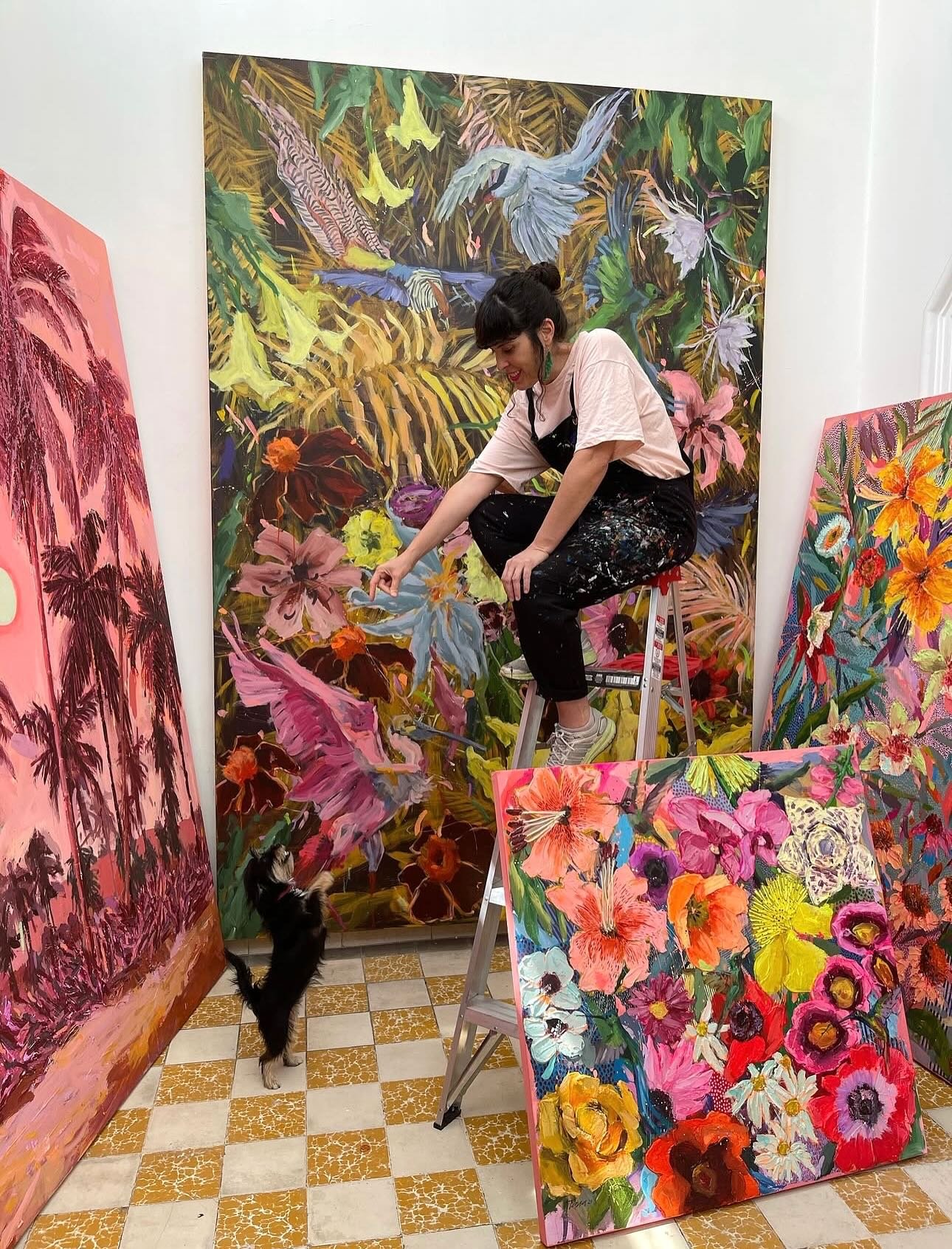 Tana Gaxiola is a Mexican visual artist known for vibrant paintings and murals inspired by movement and forms found in nature. Trained in Fine Arts in Madrid, she works with bold color, gestural mark-making, and layered textures to create dynamic, en