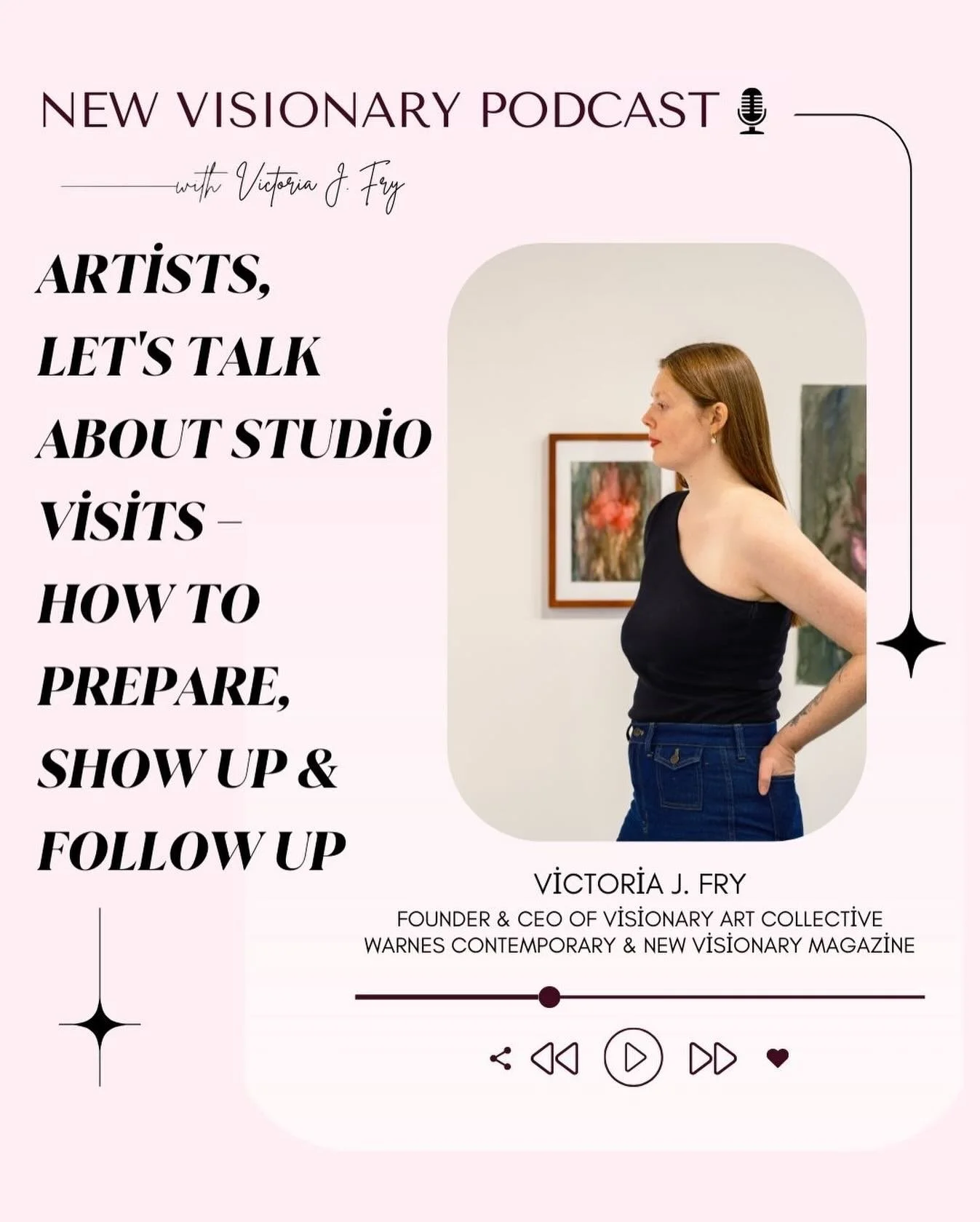 New podcast episode! 🎙️✨ Victoria shares practical guidance on studio visits and how to approach them with confidence, clarity, and care.

She talks through how to prepare your space, what kinds of work to show, how to navigate conversation and sile
