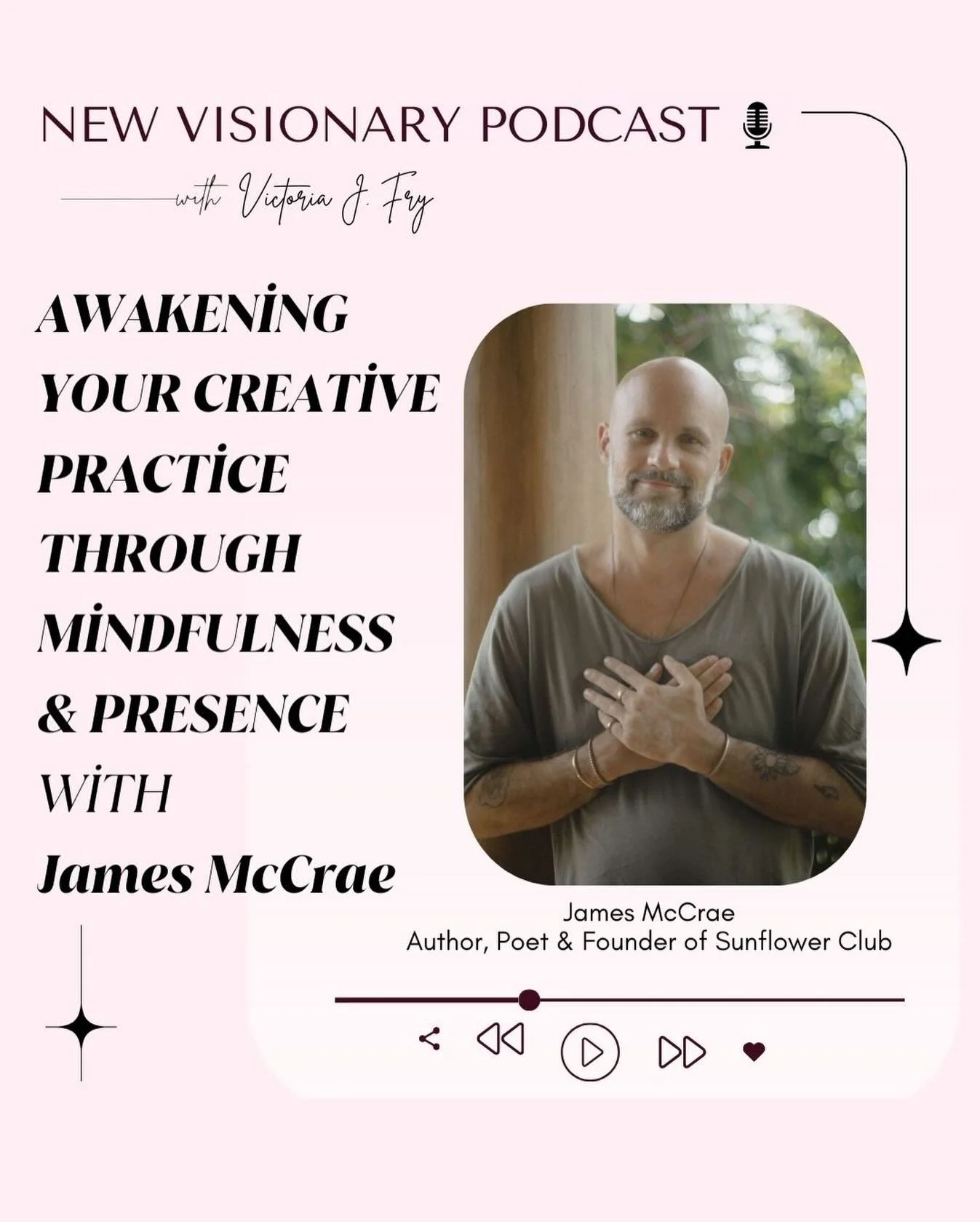 New podcast episode! 🎙️✨ This week, Victoria is joined by James McCrae, author, poet, and founder of Sunflower Club, for a grounded conversation on creativity, mindfulness, and finding your voice. @wordsarevibrations 

Together, they explore societa