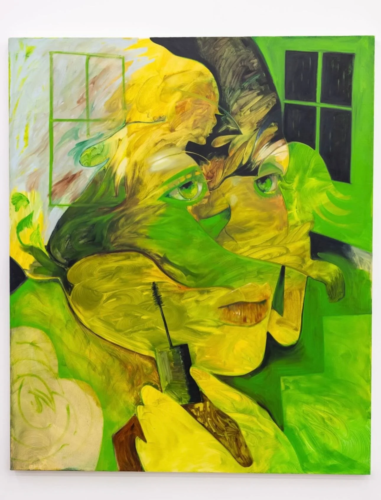 Jade Thacker (b. 1991) creates bold figurative paintings that explore tension, discomfort, and the complexities of human emotion. Using layered imagery, text, and striking compositions, her work invites viewers into ambiguous psychological spaces whe