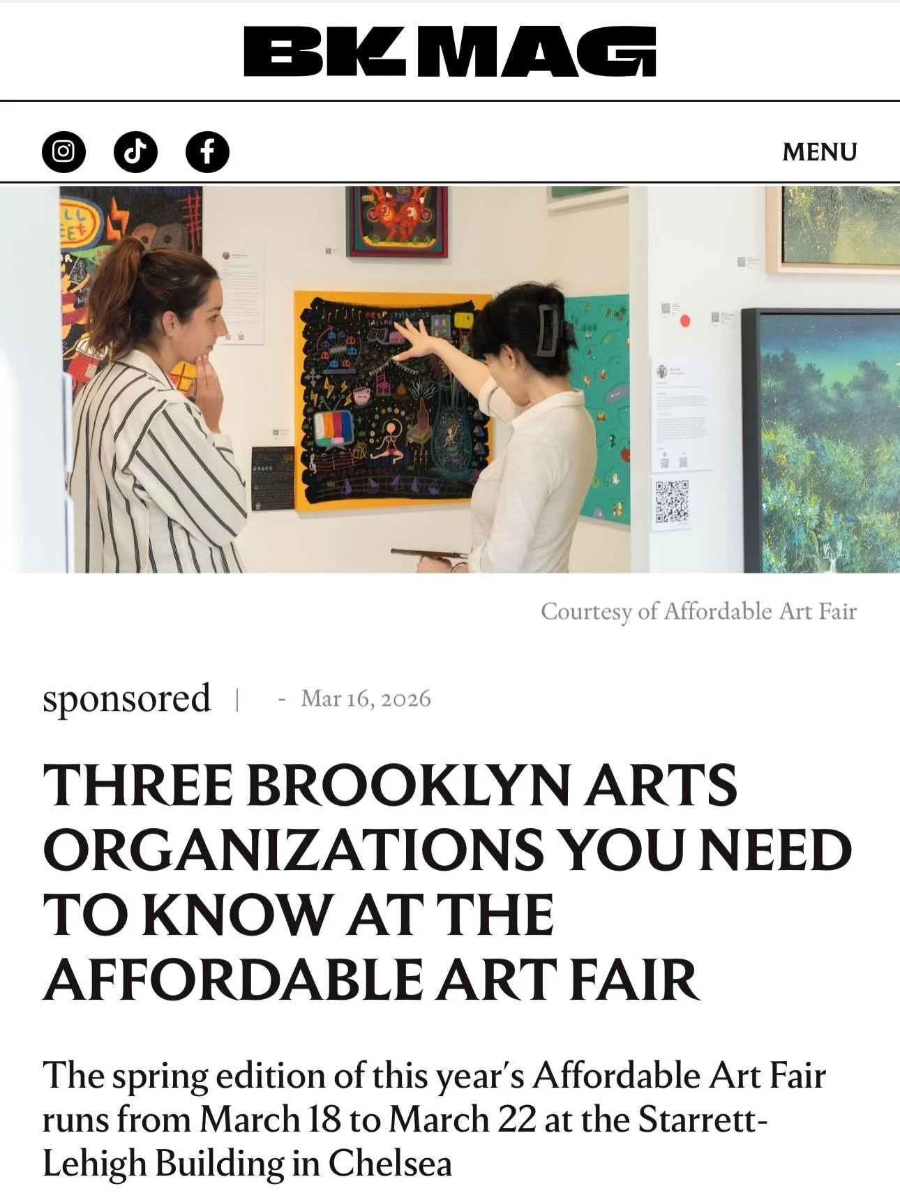 I opened my gallery @warnescontemporary to provide a space for emerging artists to exhibit their work. Today, we were featured in Brooklyn Magazine as part of their feature on Brooklyn-based art organizations to check out at the Affordable Art Fair N