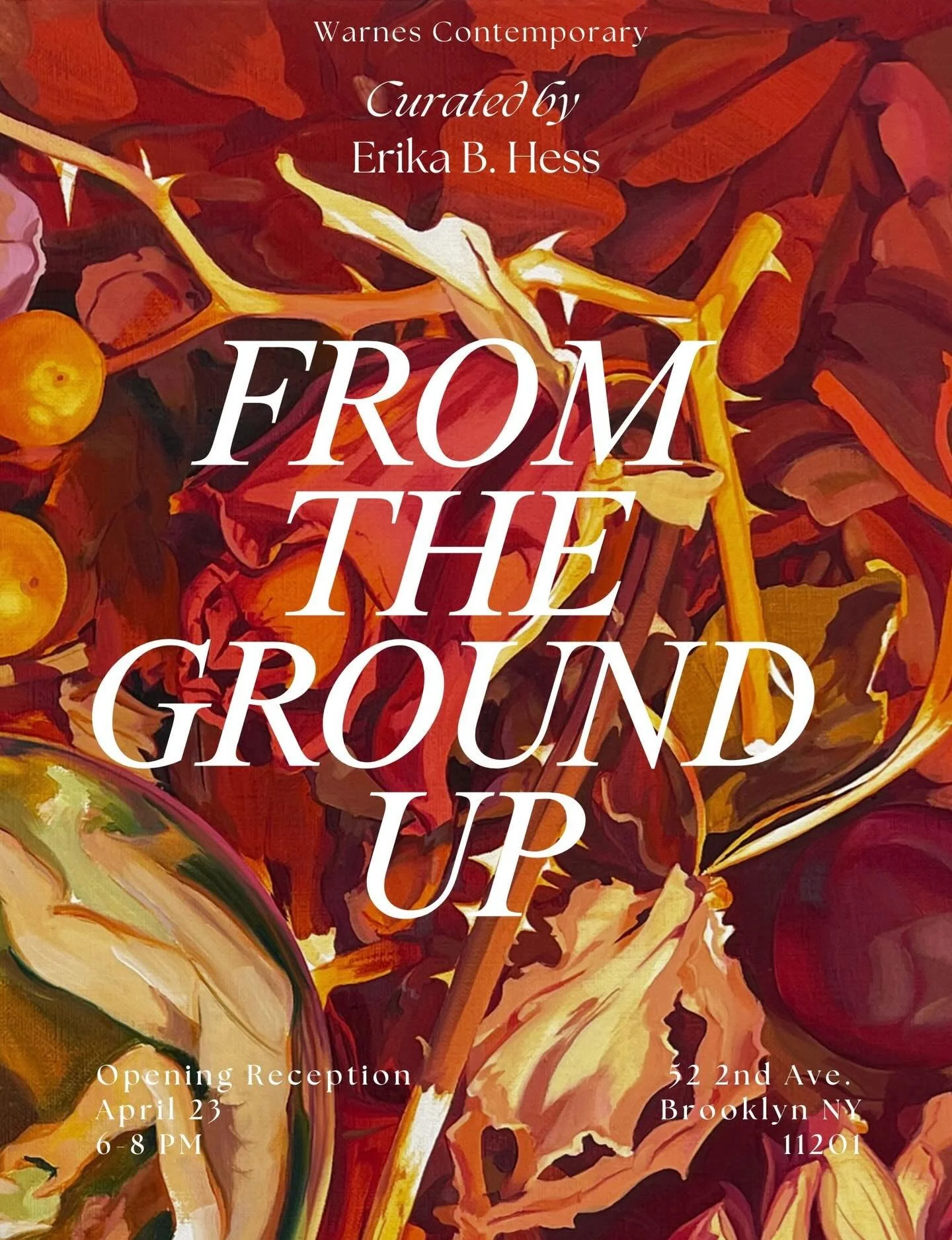 Mark your calendars! ✨ Our next exhibition at Warnes Contemporary opens next week. 🌱

Join us for the opening reception of 𝘍𝘳𝘰𝘮 𝘛𝘩𝘦 𝘎𝘳𝘰𝘶𝘯𝘥 𝘜𝘱 on Thursday, April 23rd from 6&ndash;8pm.

📍 Warnes Contemporary
52 2nd Ave, Suite 40
Brook