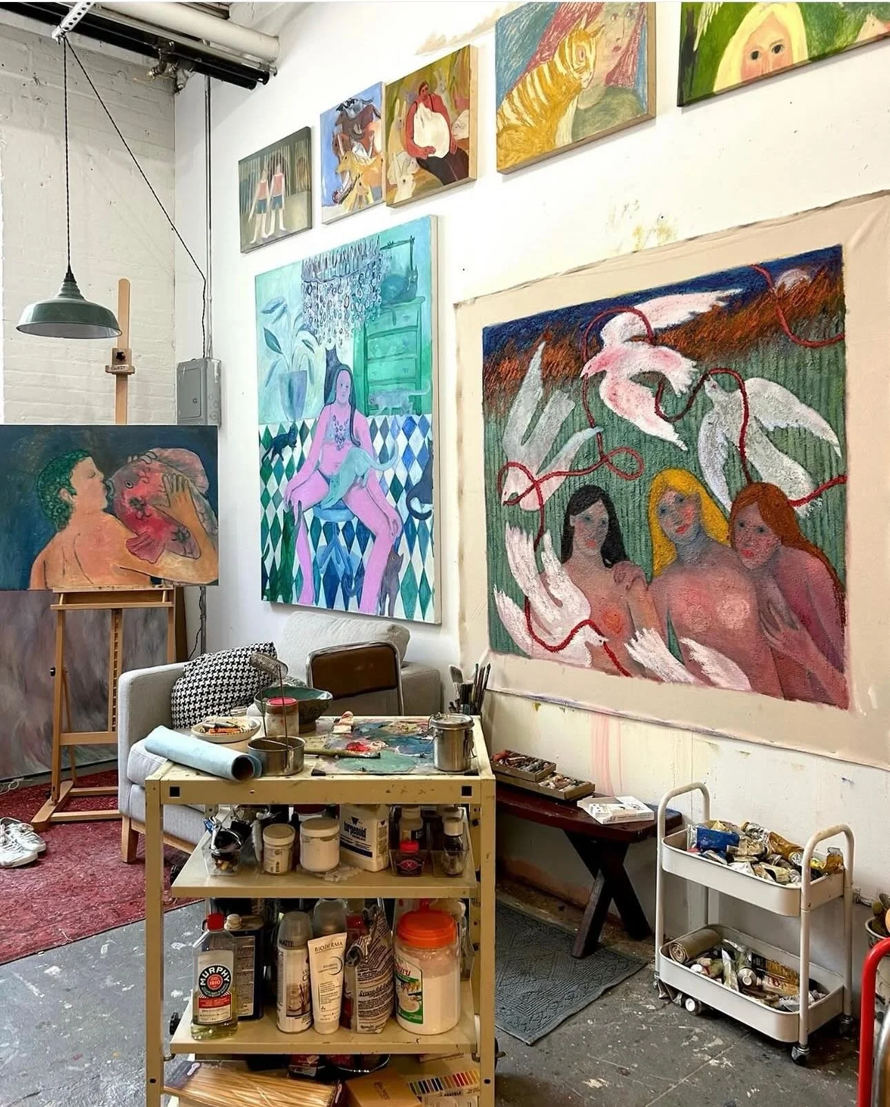 Ryan Woods Ham is a Brooklyn-based artist whose work moves between the intimate and the surreal, weaving together figures, animals, and symbolic elements. With an instinctive use of color and a dreamlike visual language, each painting unfolds slowly,