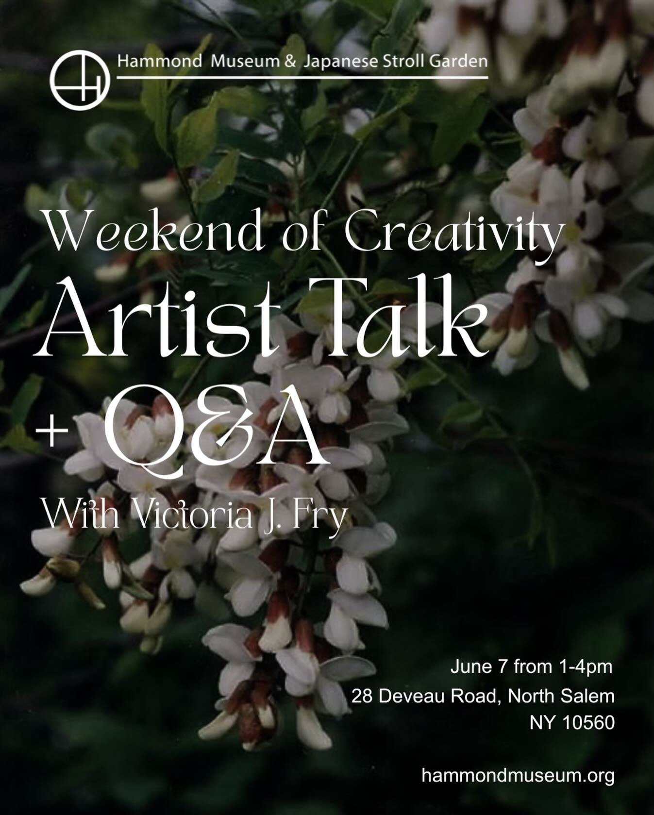 We&rsquo;re thrilled to share that our founder, Victoria J. Fry, will be facilitating&nbsp;Behind the Work: Artist Talk + Q&amp;A&nbsp;at the Hammond Museum&rsquo;s Weekend of Creativity on Sunday, June 7 from 1&ndash;4pm. @hammondmuseum.art 

Join u