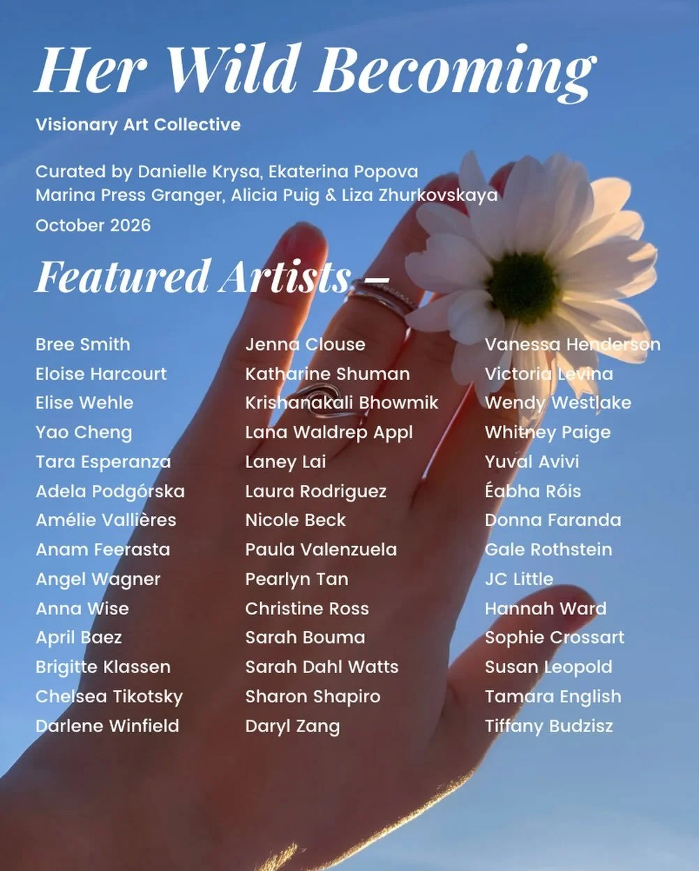 We&rsquo;re thrilled to announce the featured artists for Her Wild Becoming, our upcoming virtual exhibition and print publication, curated by Danielle Krysa, Ekaterina Popova, Marina Press Granger, Alicia Puig, and Liza Zhurkovskaya! ✨

The exhibiti