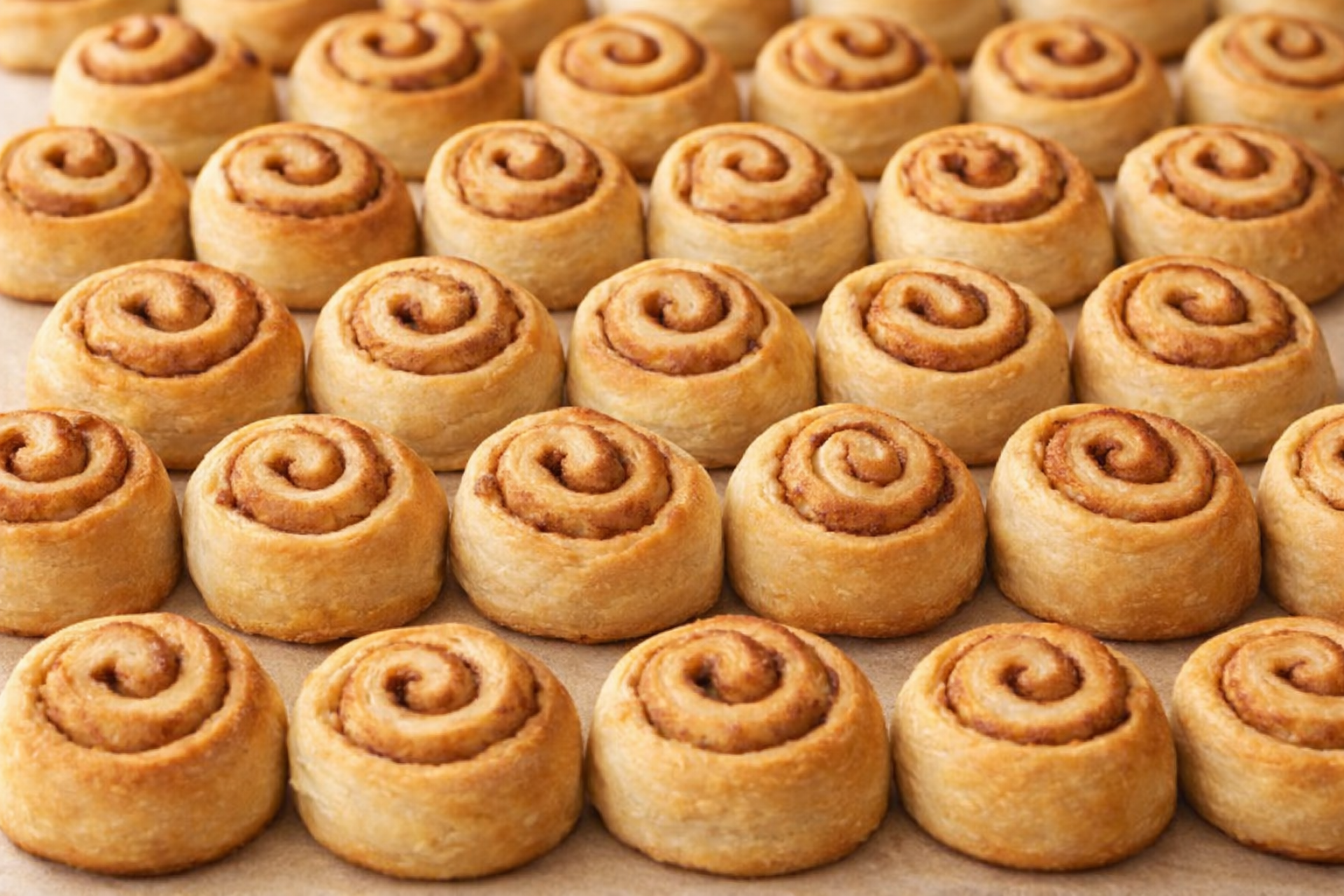 Cinnamon rolls with swirled cinnamon filling on a baking sheet.