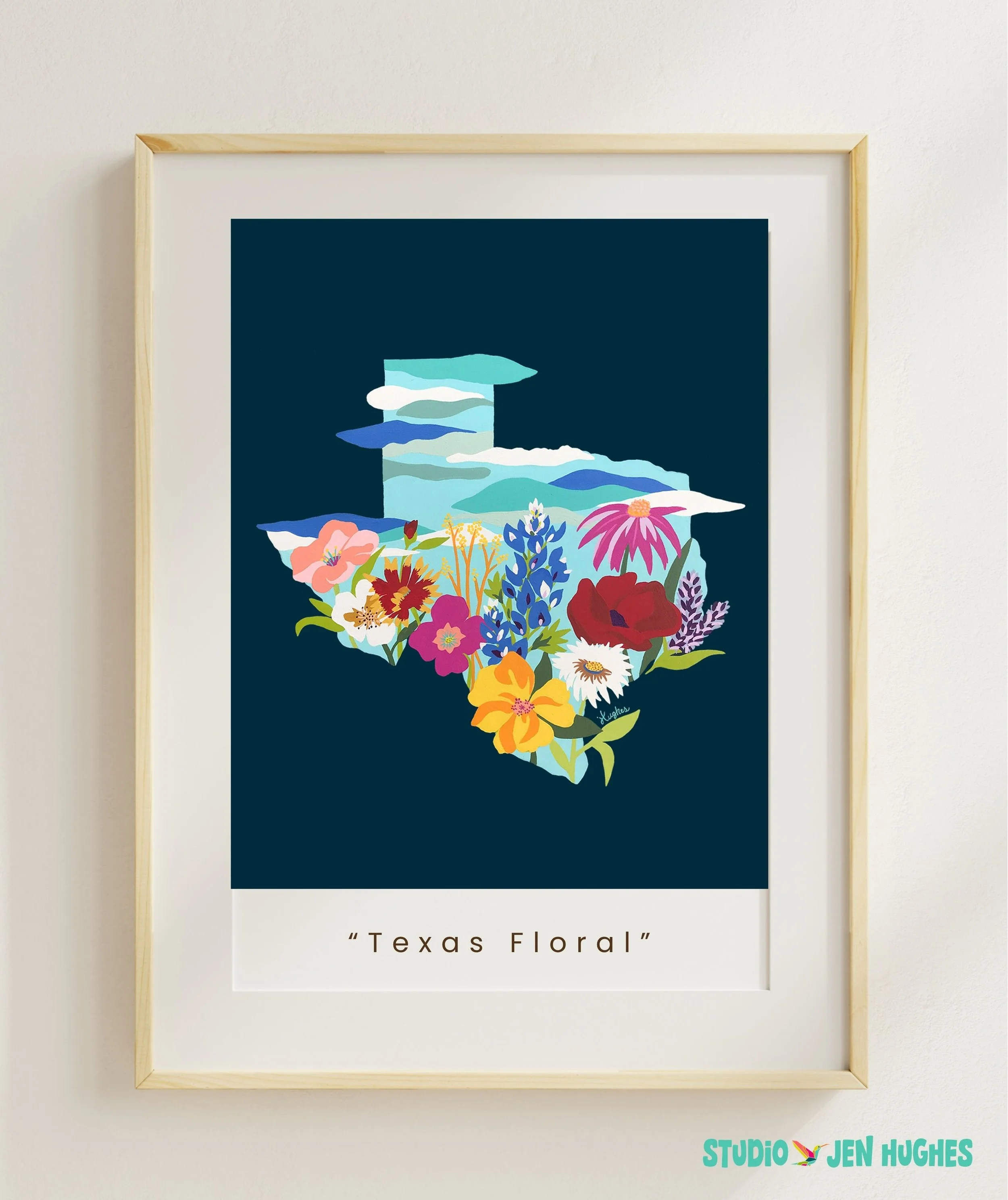 TEXAS Wildflowers. Floral Painting Print.