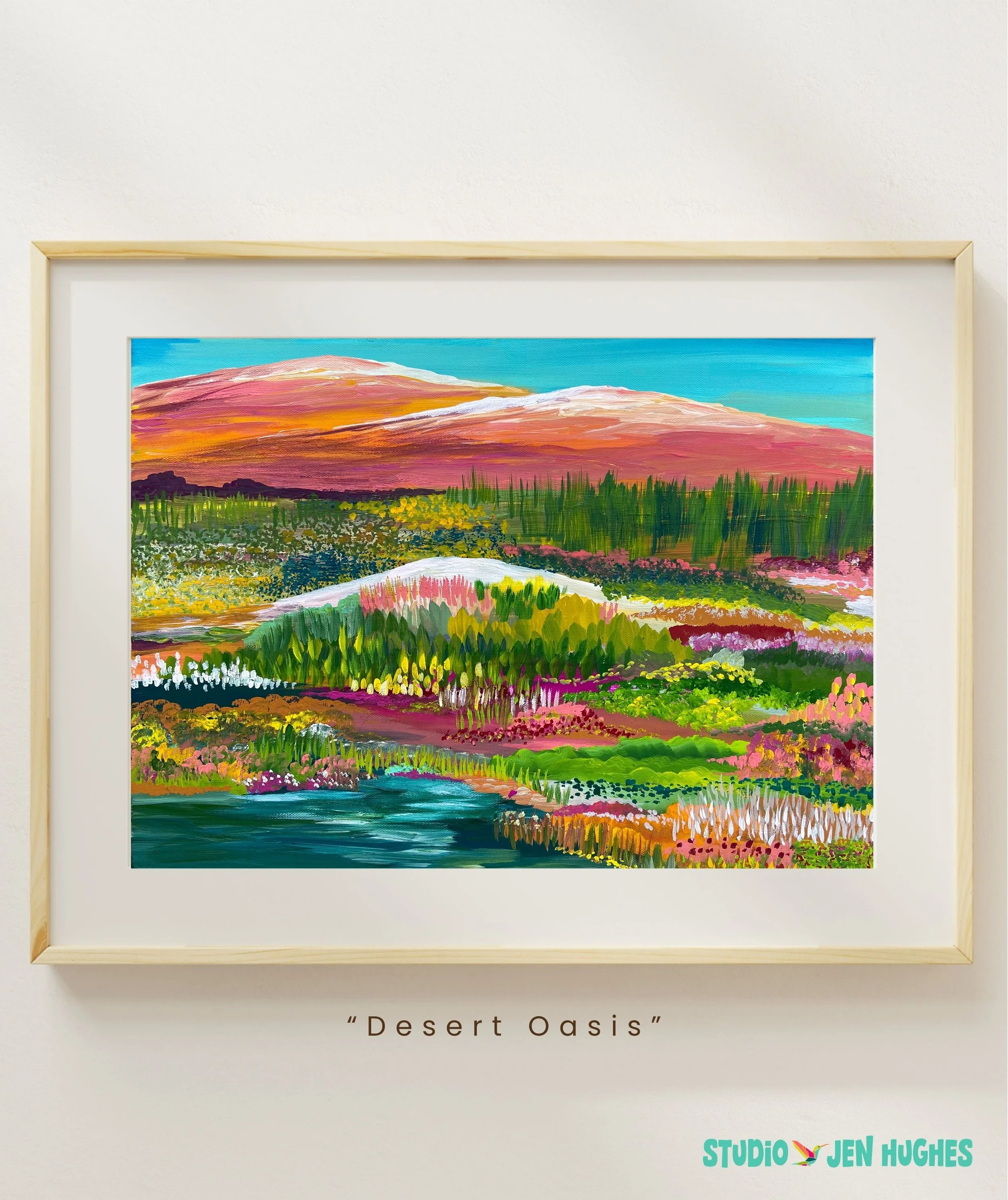 Desert Oasis Landscape Art.