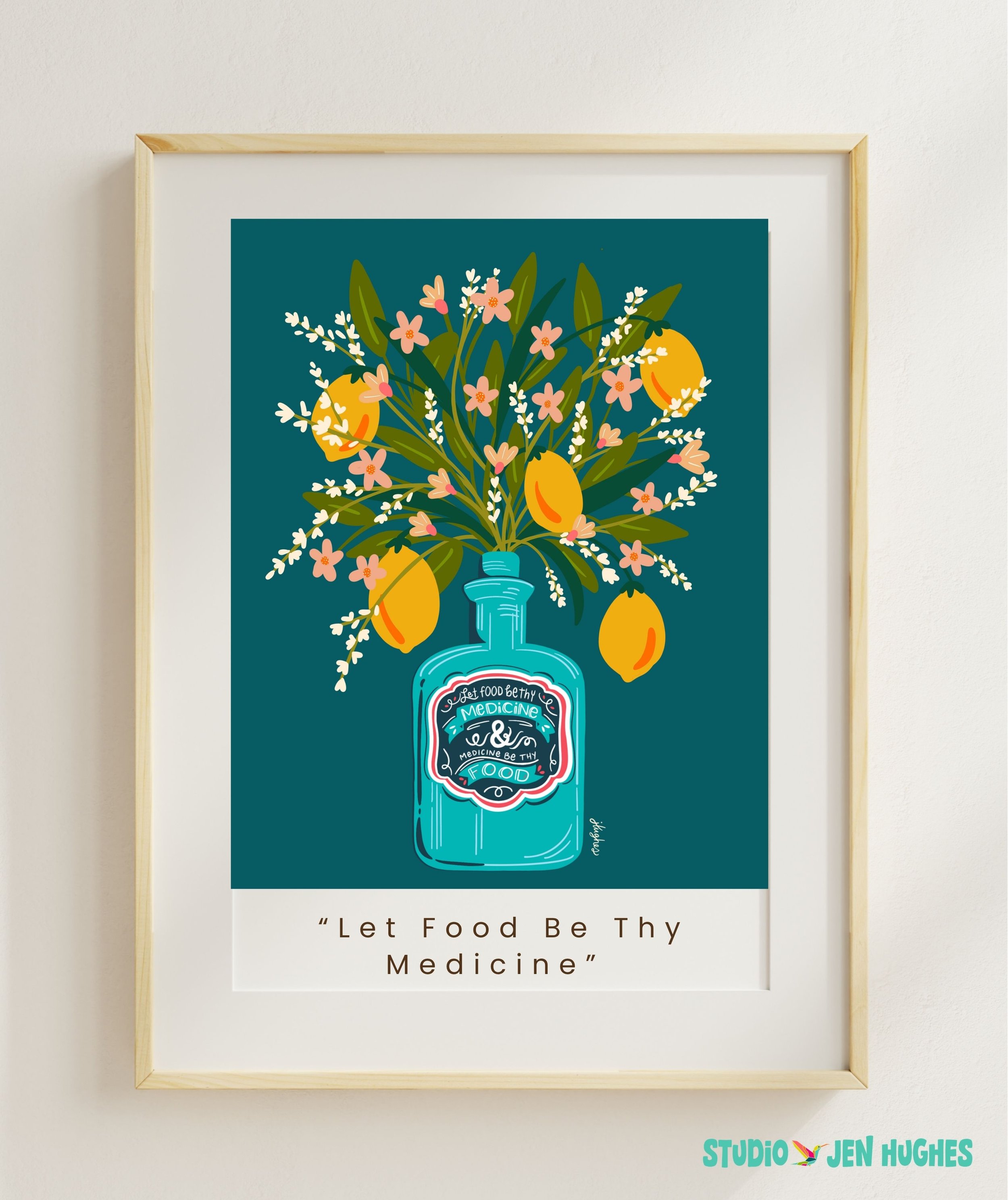 "Let Food be Thy Medicine" Colorful Kitchen Art.