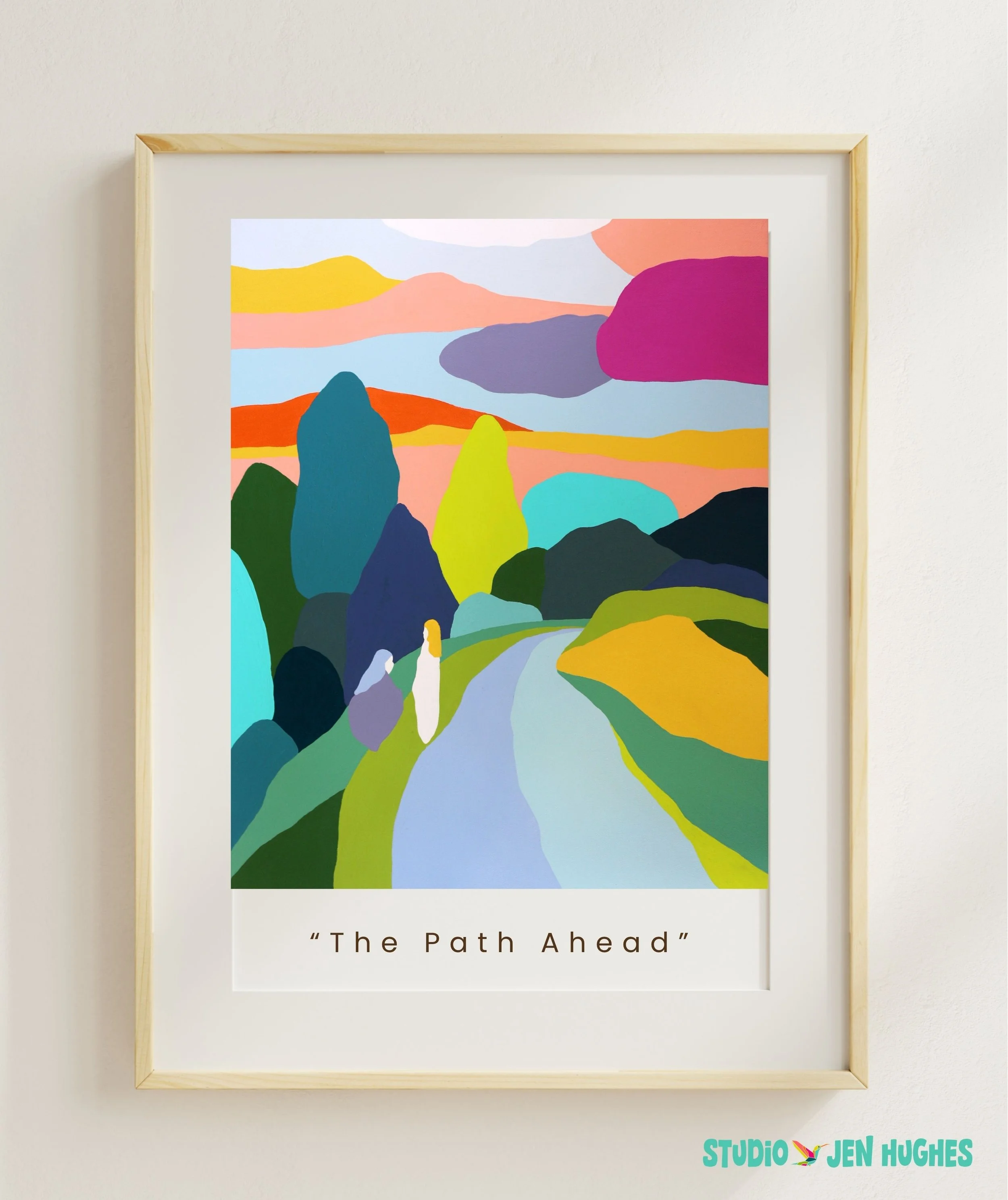 The Path Ahead Art Print. Colorful, minimalist painting.