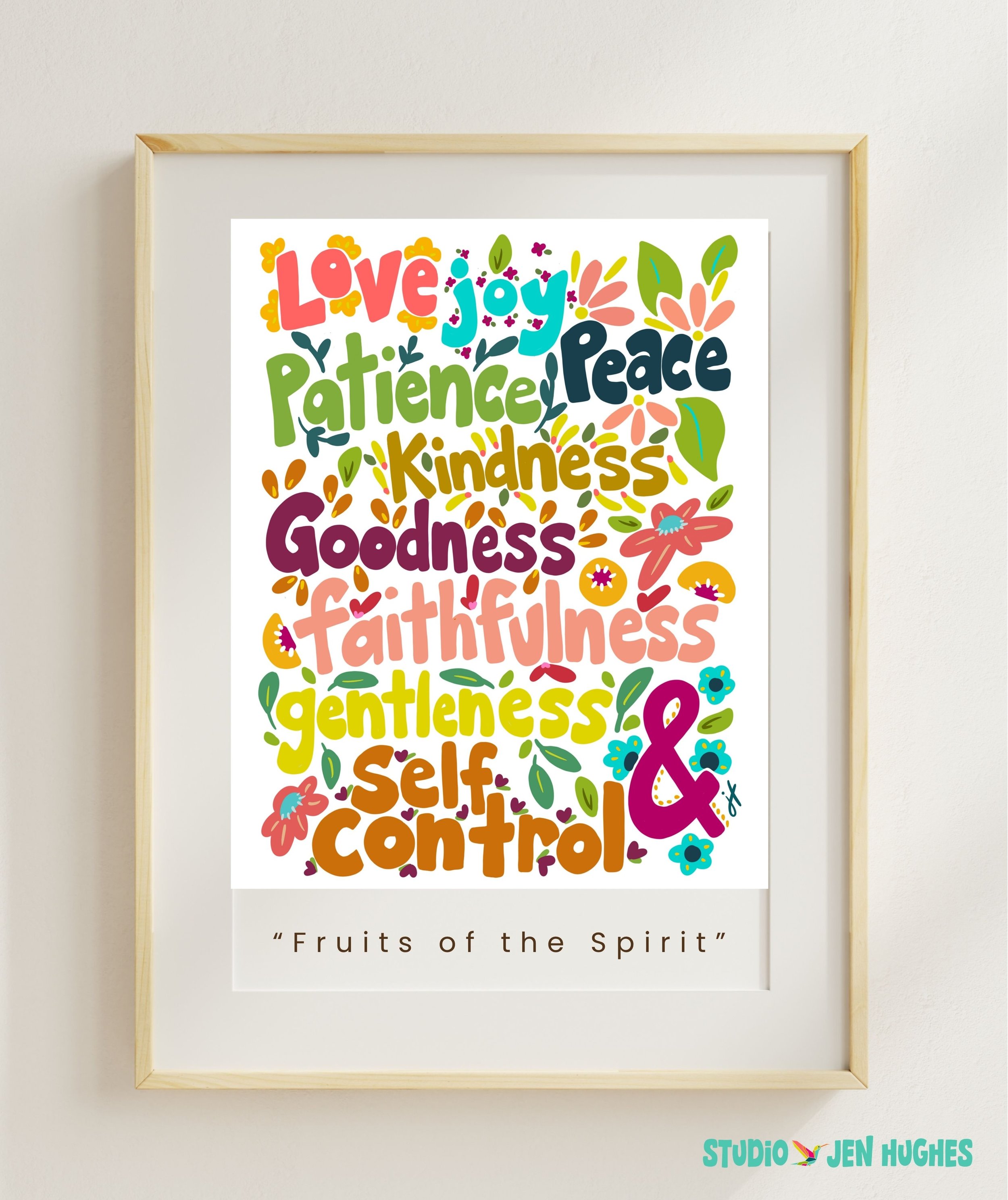 Fruits of the Spirit Poster. Colorful Kids Print. Inspirational Art.