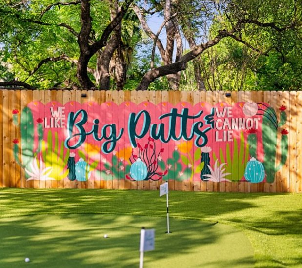 Cute AirBnB backyard Putting Green