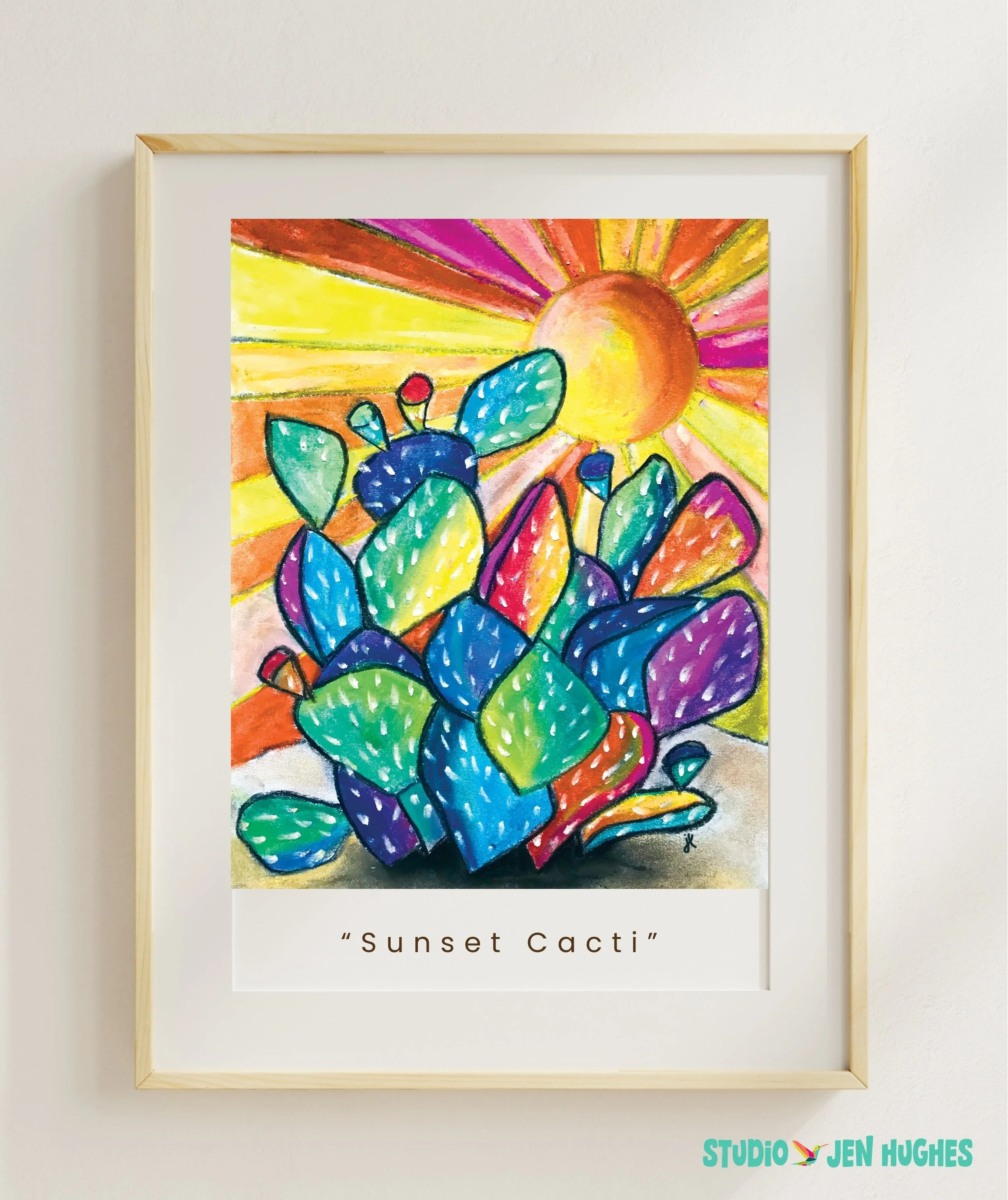Sunset Cacti Art Print.