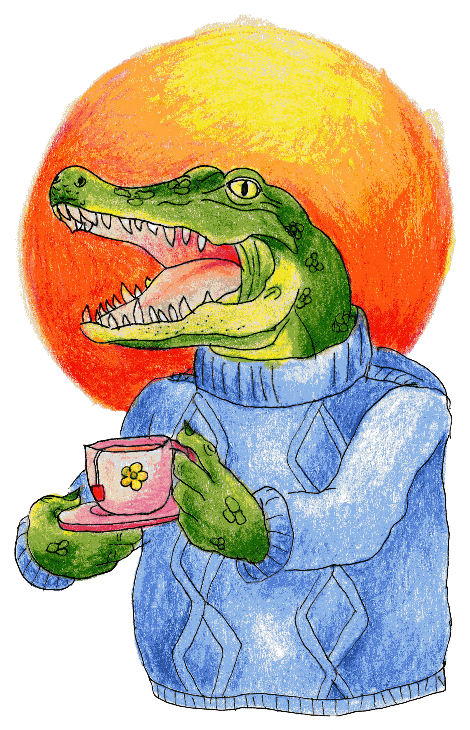 Reptilian Tea Time Sticker