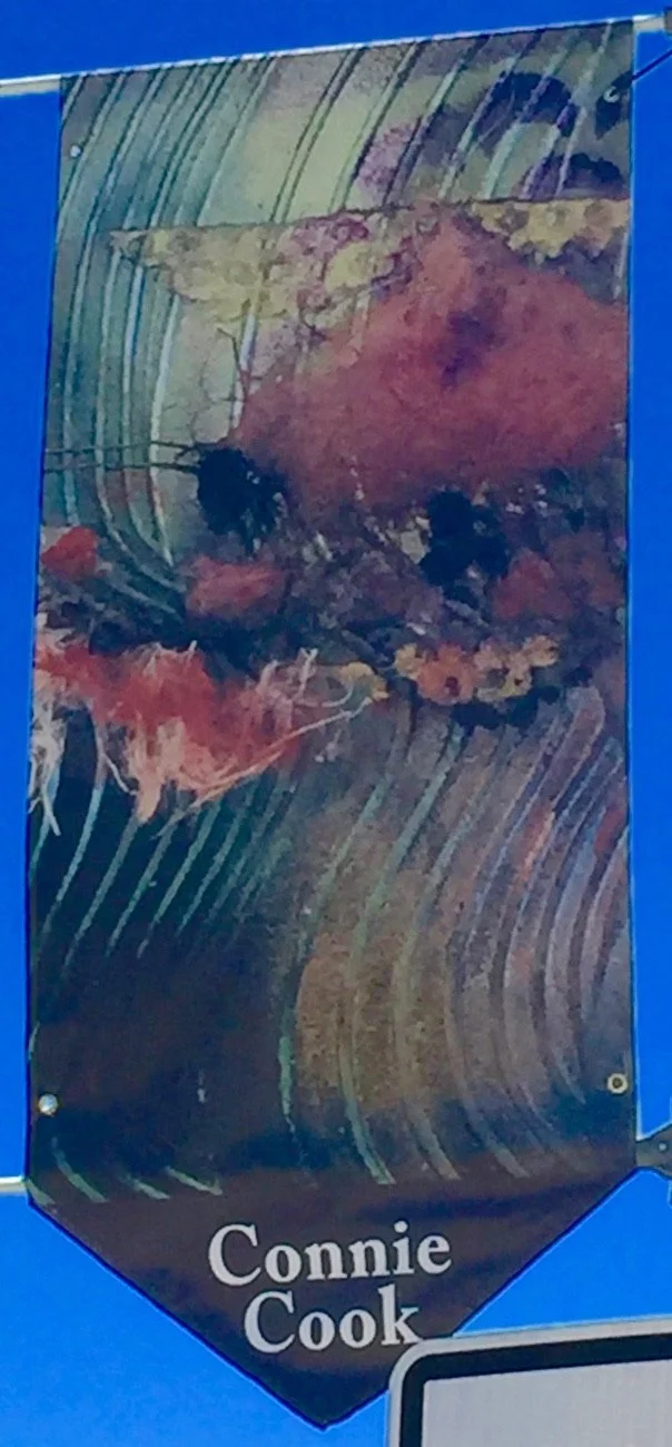 This piece was selected to be shown as a large banner above First Street in Forestville in 2024.