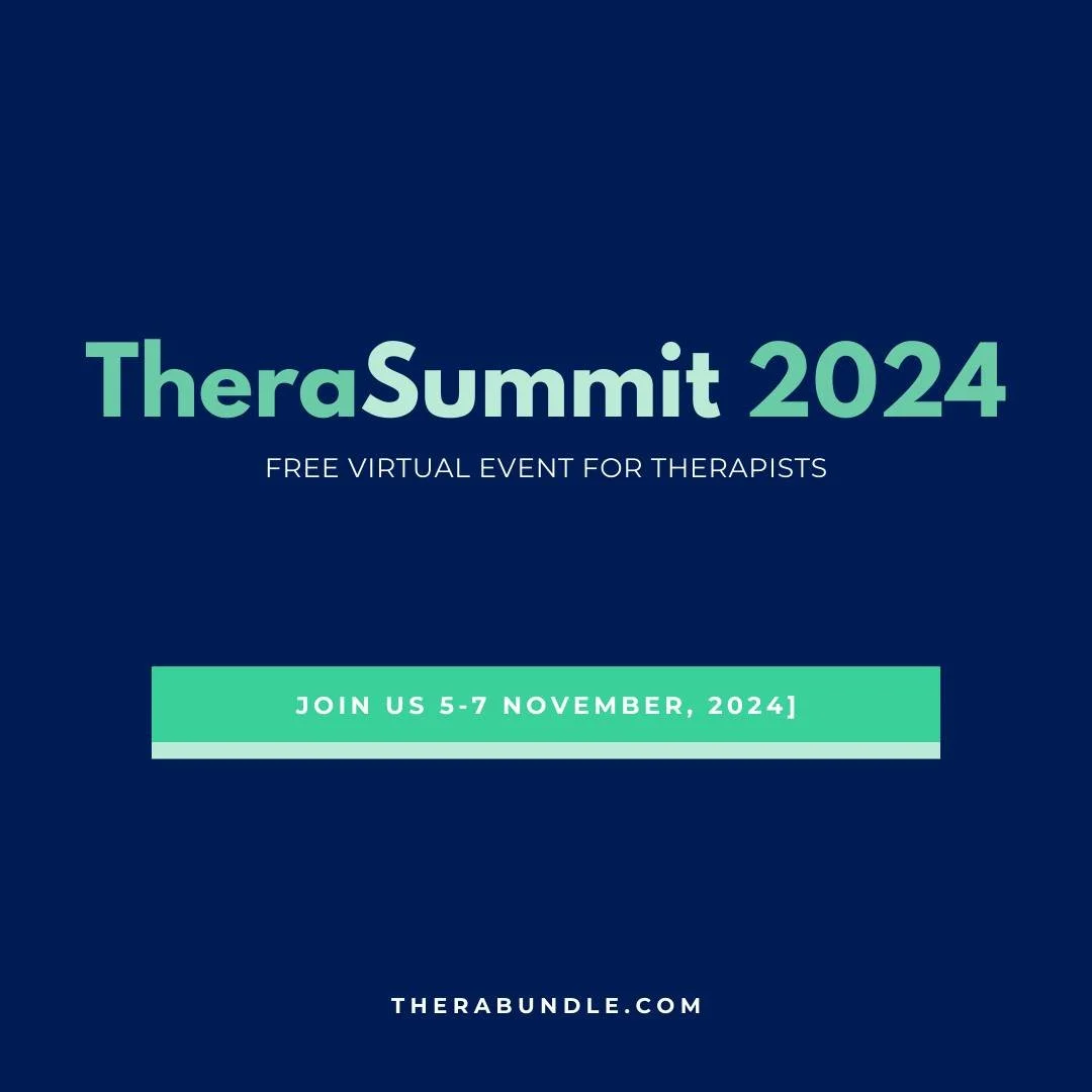 TheraSummit 2024, a free 3-day virtual event for therapists starting or growing a private practice with training on foundations, money, and marketing.