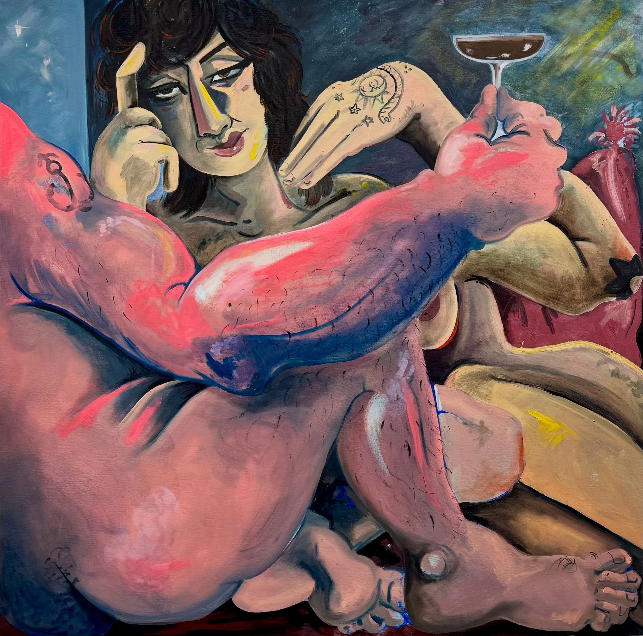 hedonism and espresso martini_120_120 cm_oil on canvas.JPG