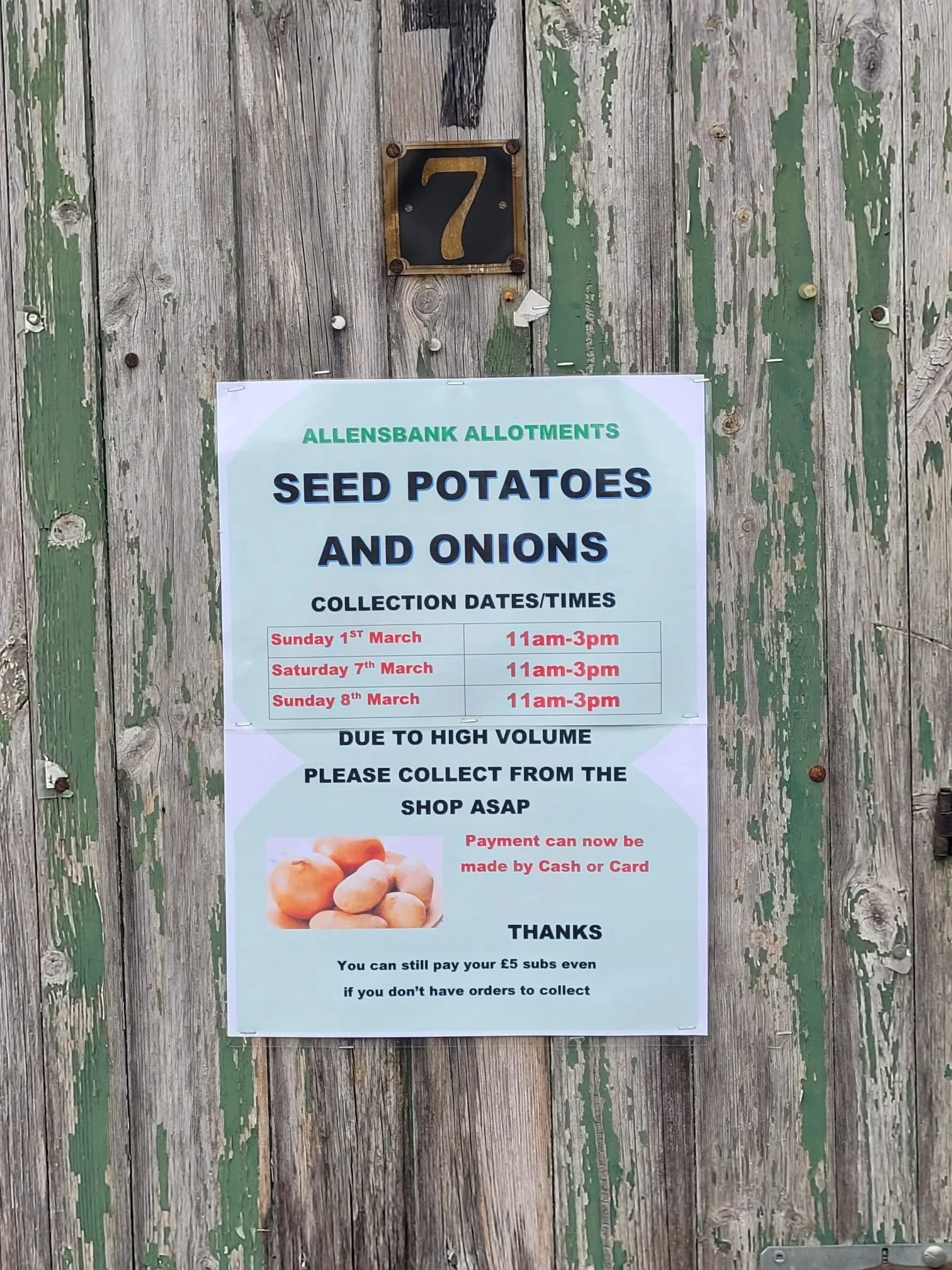 Potatoes and Onions - Collection Dates March 2026