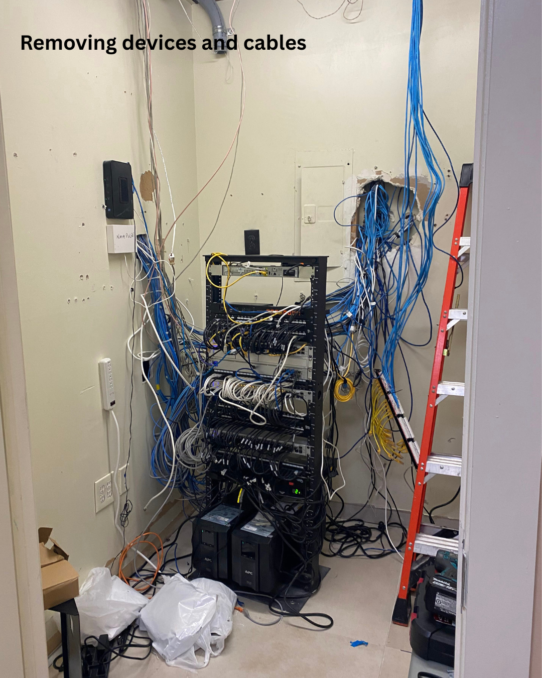 Getting started – Removing devices and organizing cables.