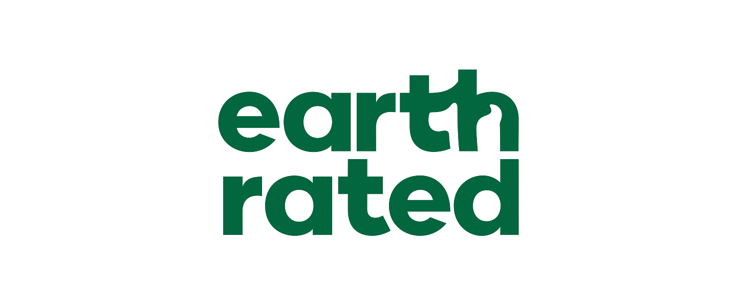 The Earth Rated logo with the words 'earth rated' in lowercase green font.