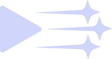 Three four-pointed stars against a black background with a light blue arrow pointing to the right.