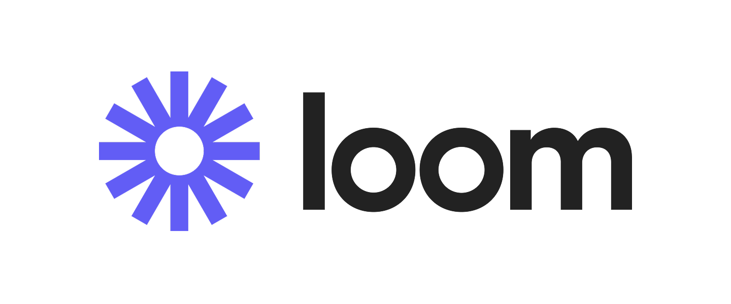 Logo with a blue circular gear icon to the left and the word 'loom' in black lowercase letters to the right.