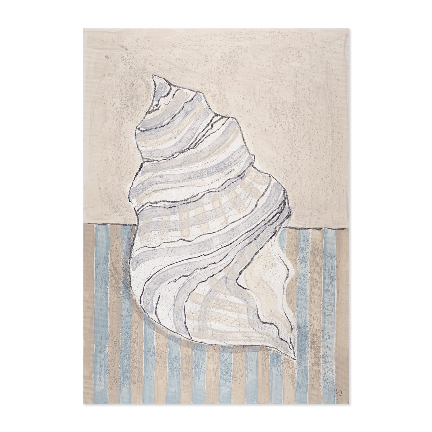 may-twelve-studio-coral-Shell-wall-art-print-blue-neutral-stripe-coastal-textured-art-unframed.jpg