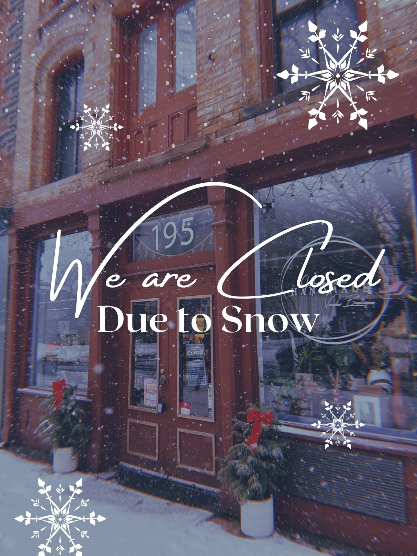 ❄️ Snow Day Alert ❄️

Looks like Mother Nature is coming in cold this morning with some Home Alone level of snow, but without the booby traps. 😅

We&rsquo;re closing today to stay safe and warm and we&rsquo;ll be back to normal hours tomorrow, 11:30