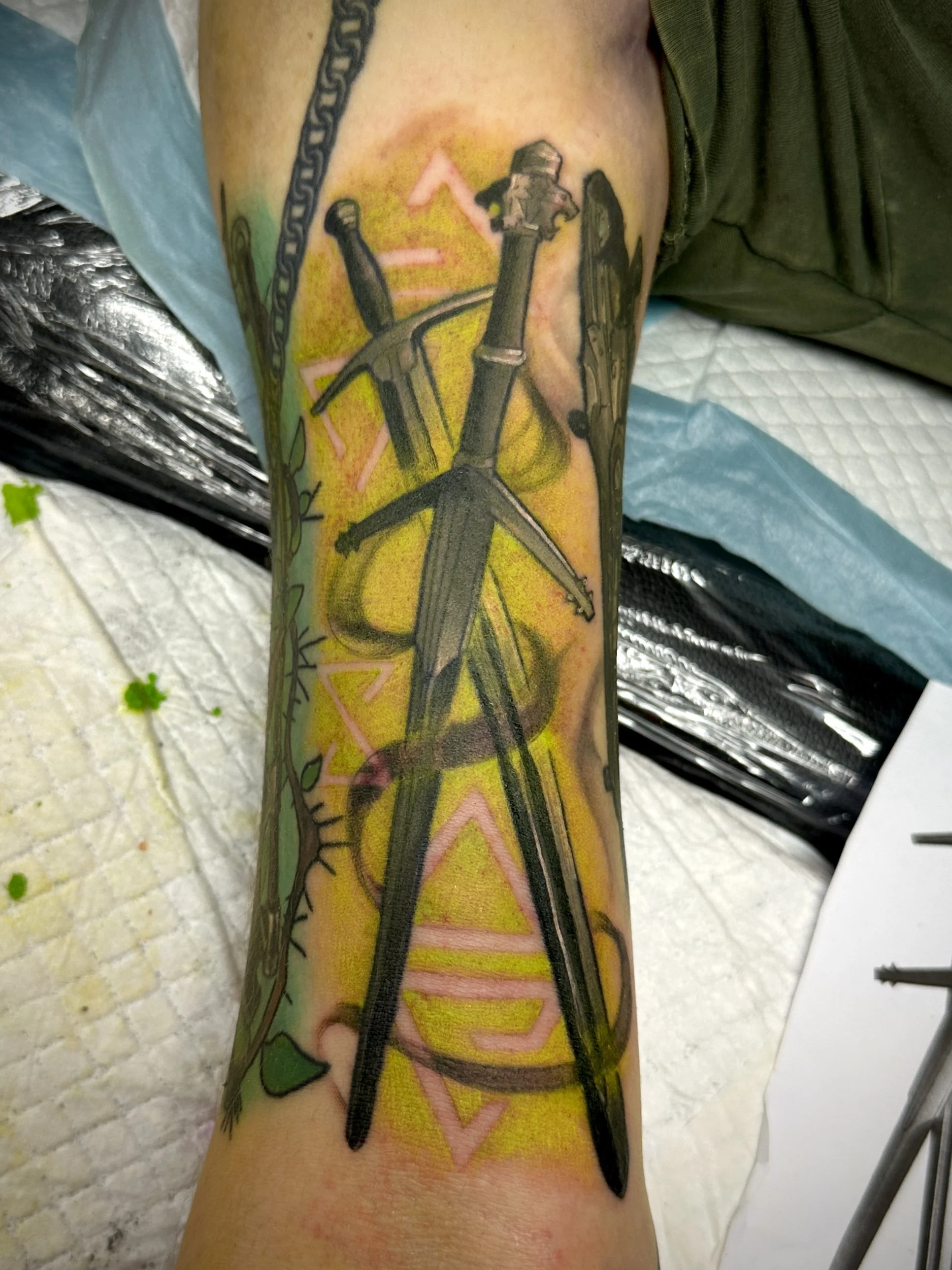 Witcher swords tattoo brisbane pop culture gaming 