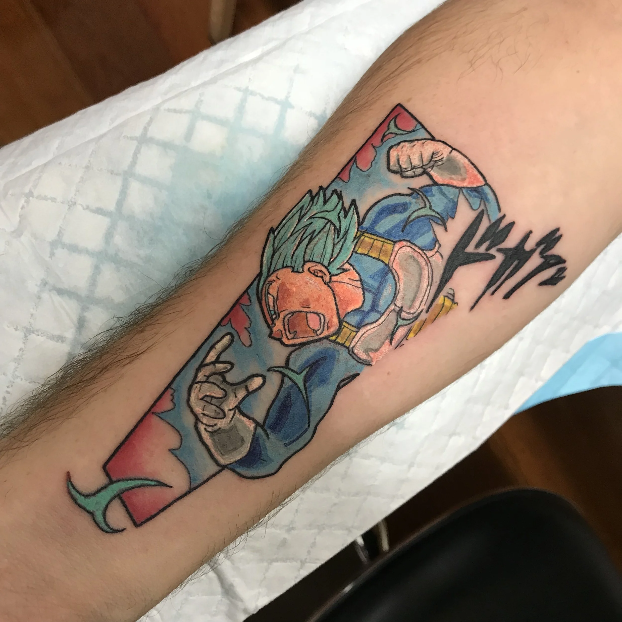 Vegeta super saiyan tattoo brisbane pop culture gaming tattooos