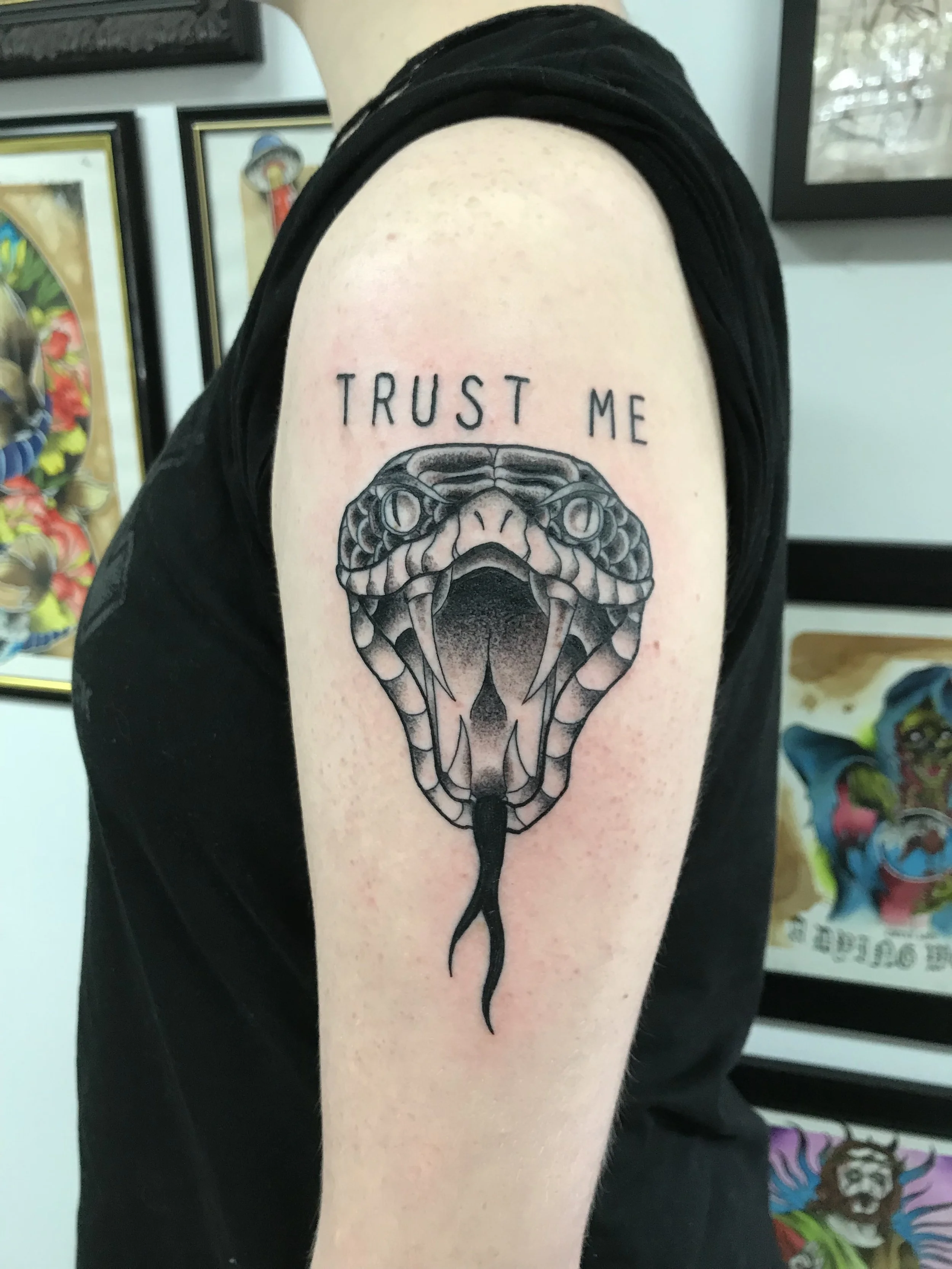 Snake tattoo brisbane black grey