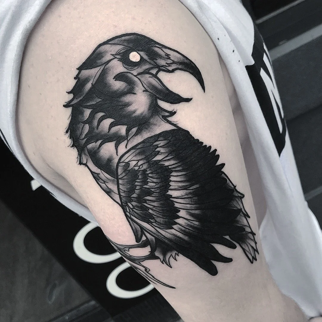 Crow tattoo brisbane black ink 