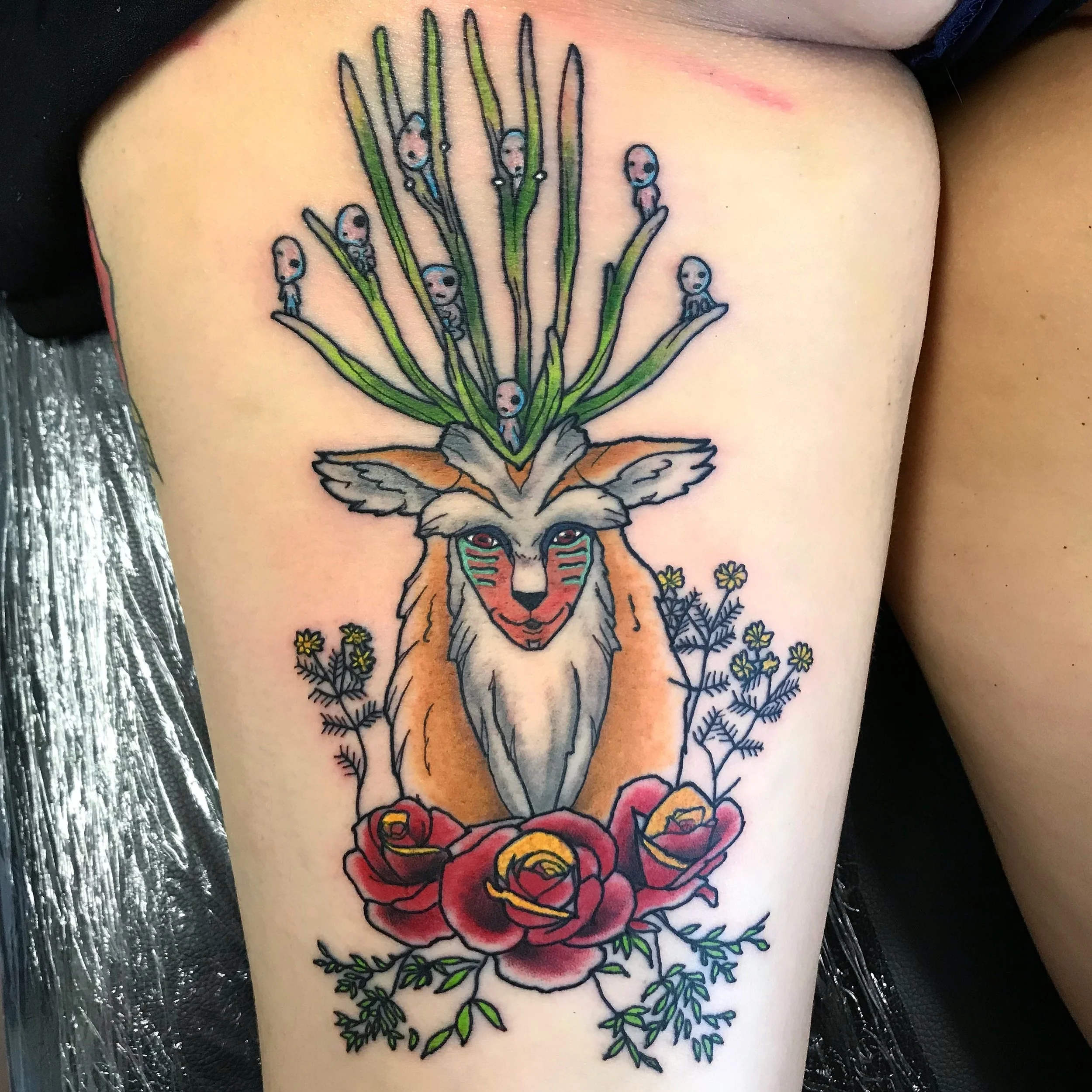 Forest spirit princess mononoke studio ghibli tattoo brisbane pop culture gaming tattooos