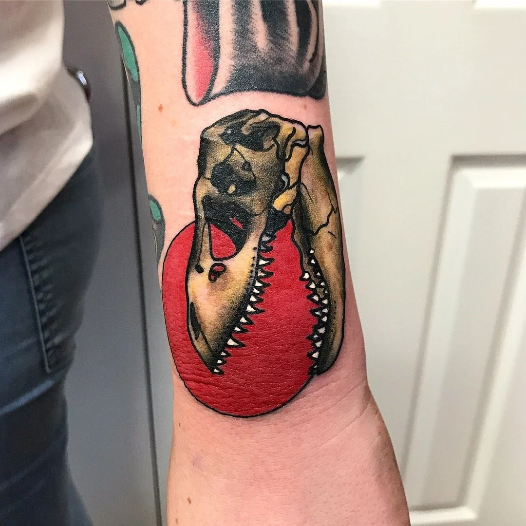 Dinosaur skull tattoo brisbane pop culture gaming 