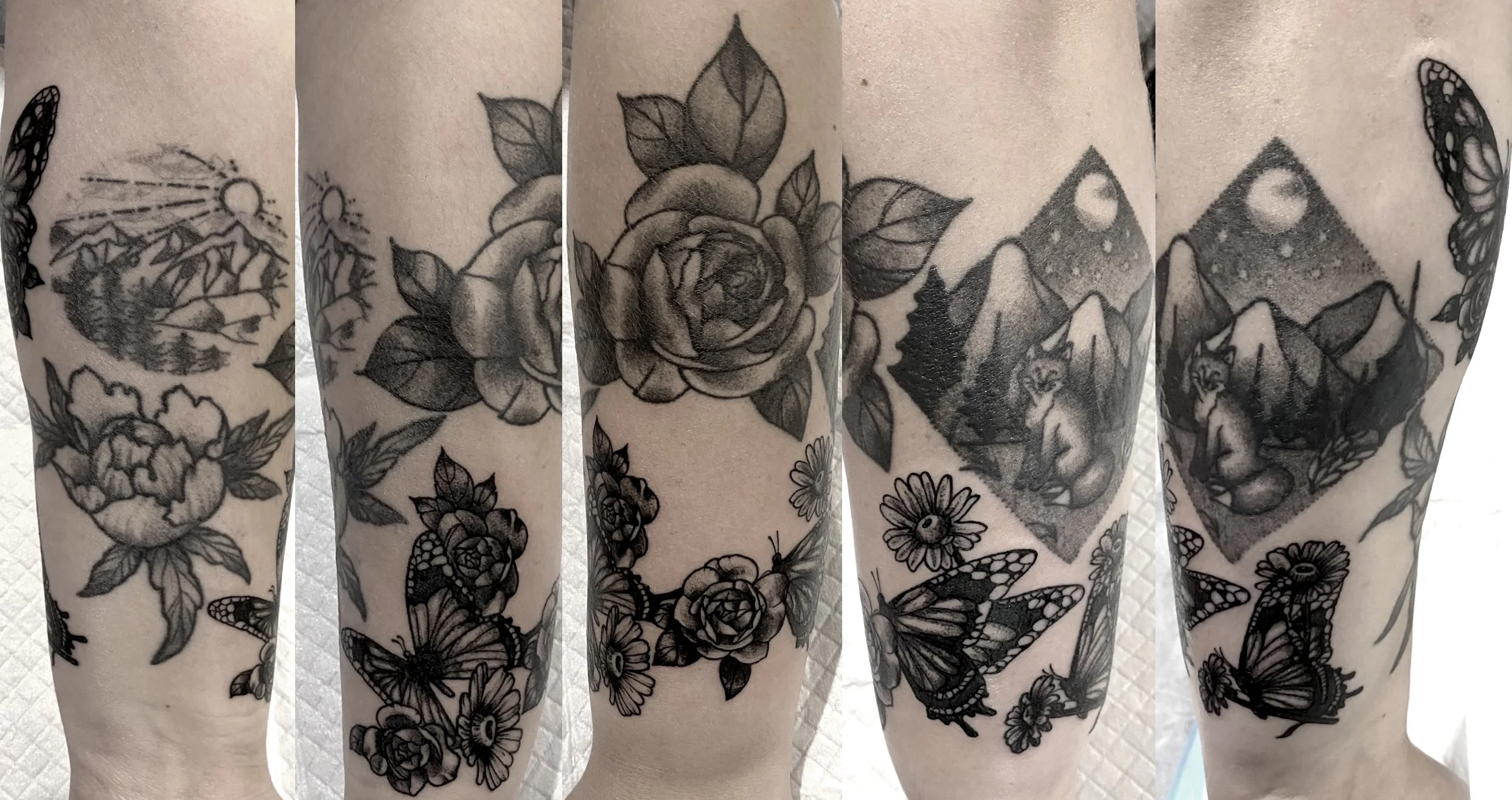 Dotwork half sleeeve tattoo brisbane