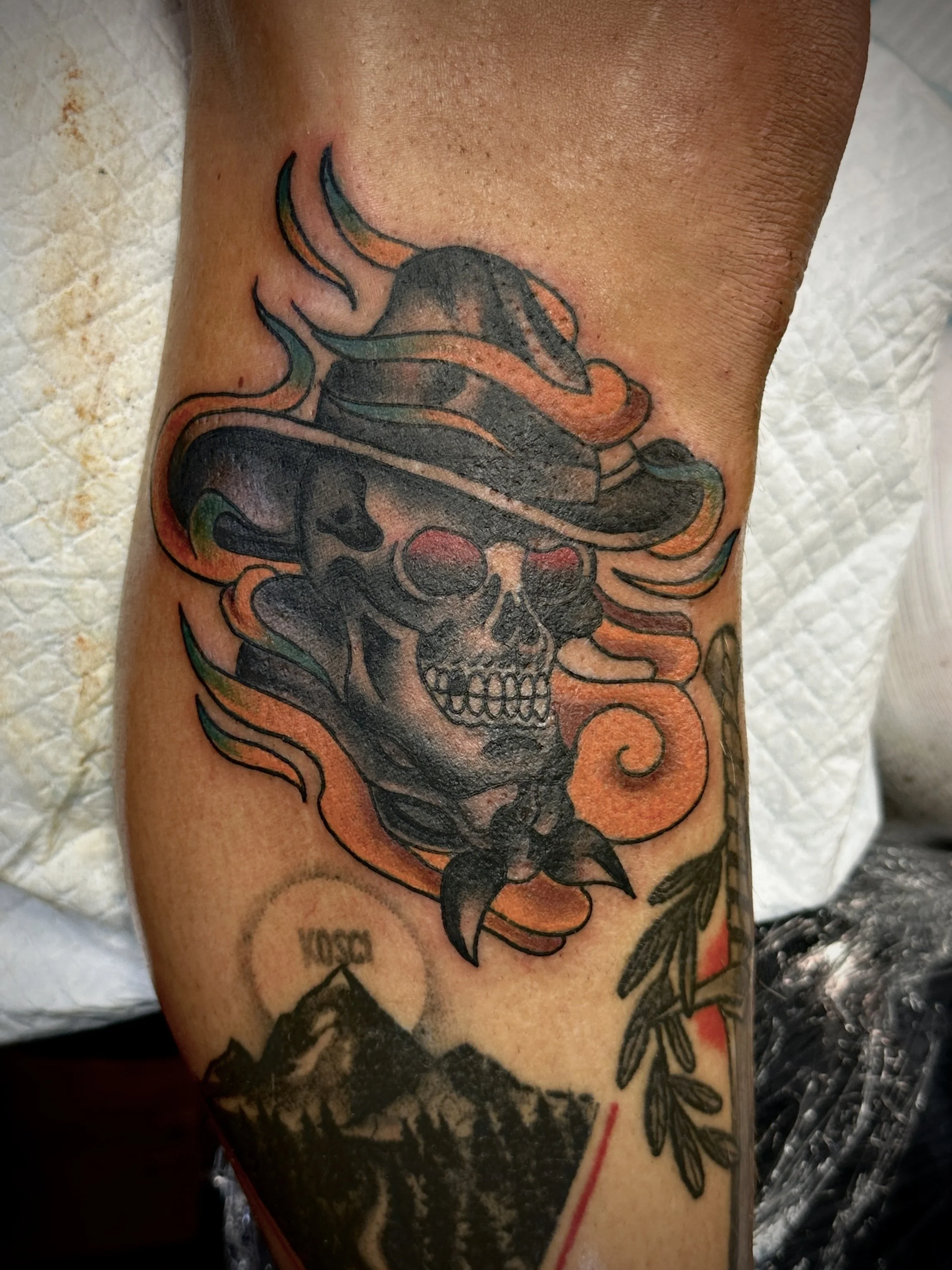 Traditional cowboy skull tattoo brisbane pop culture gaming tattooos