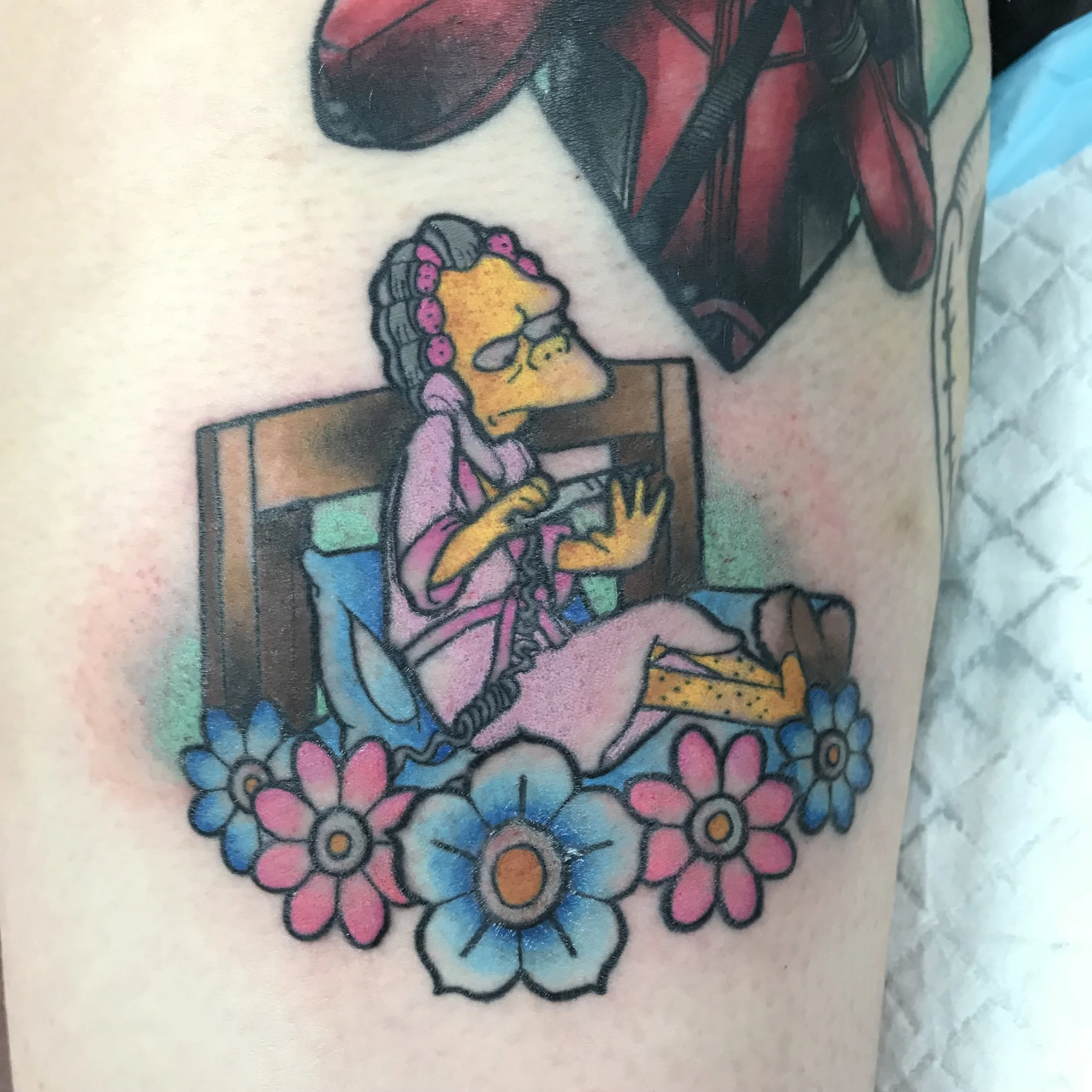 Moe simpsons tattoo brisbane pop culture gaming tattooos
