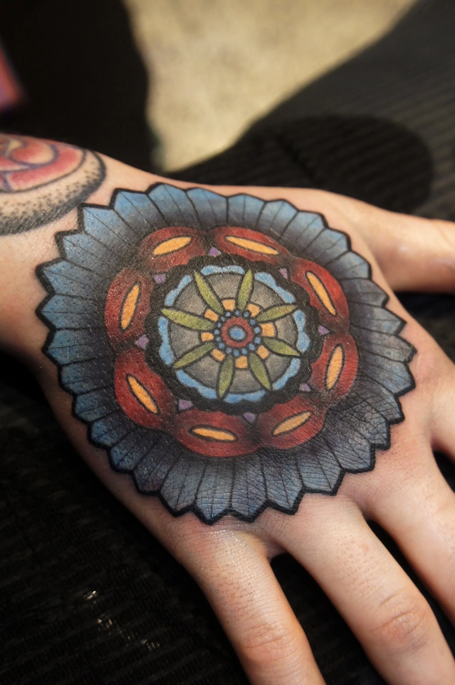Floral geo hand tattoo brisbane pop culture gaming 