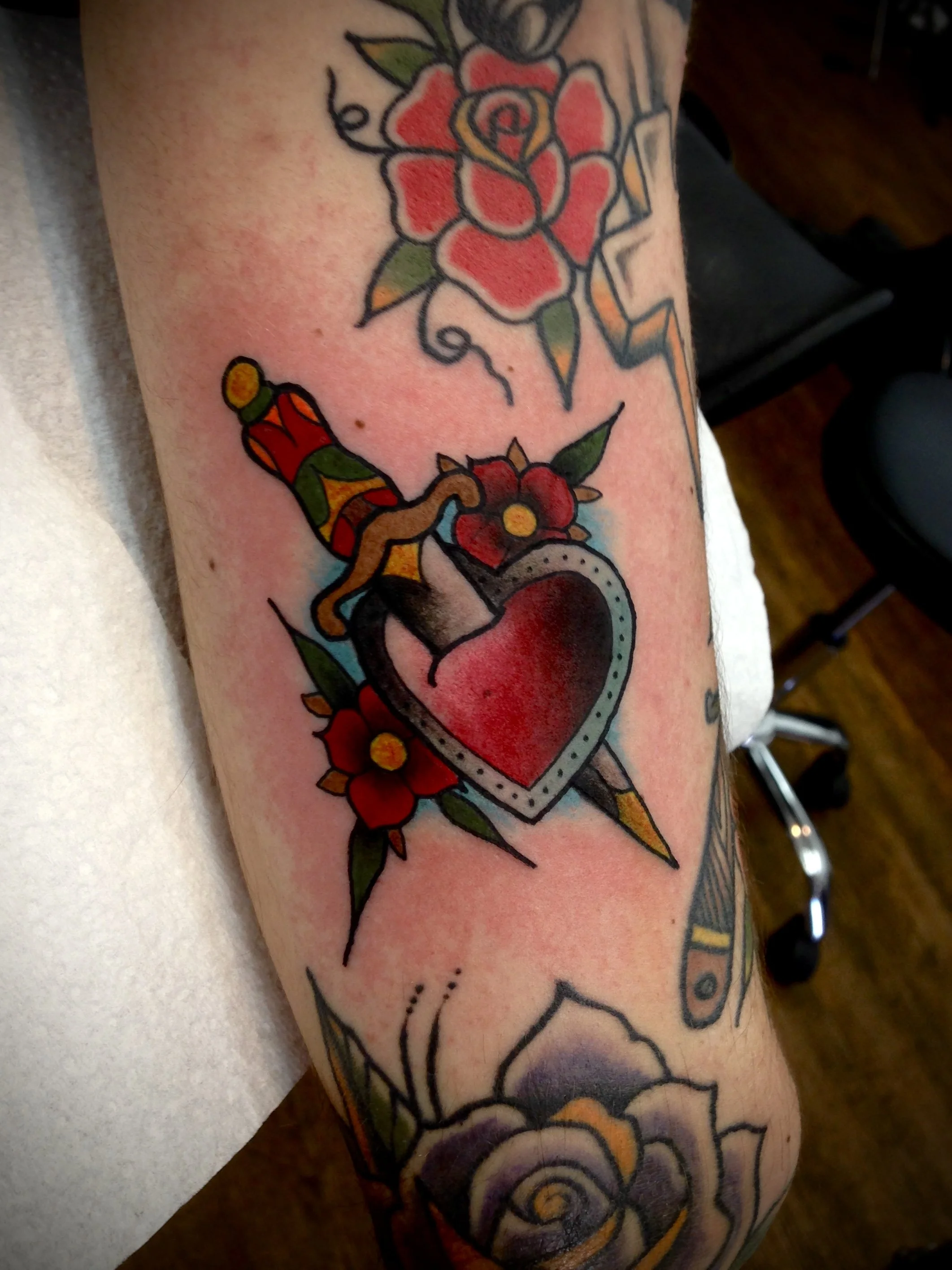 Traditional heart dagger tattoo brisbane pop culture gaming 