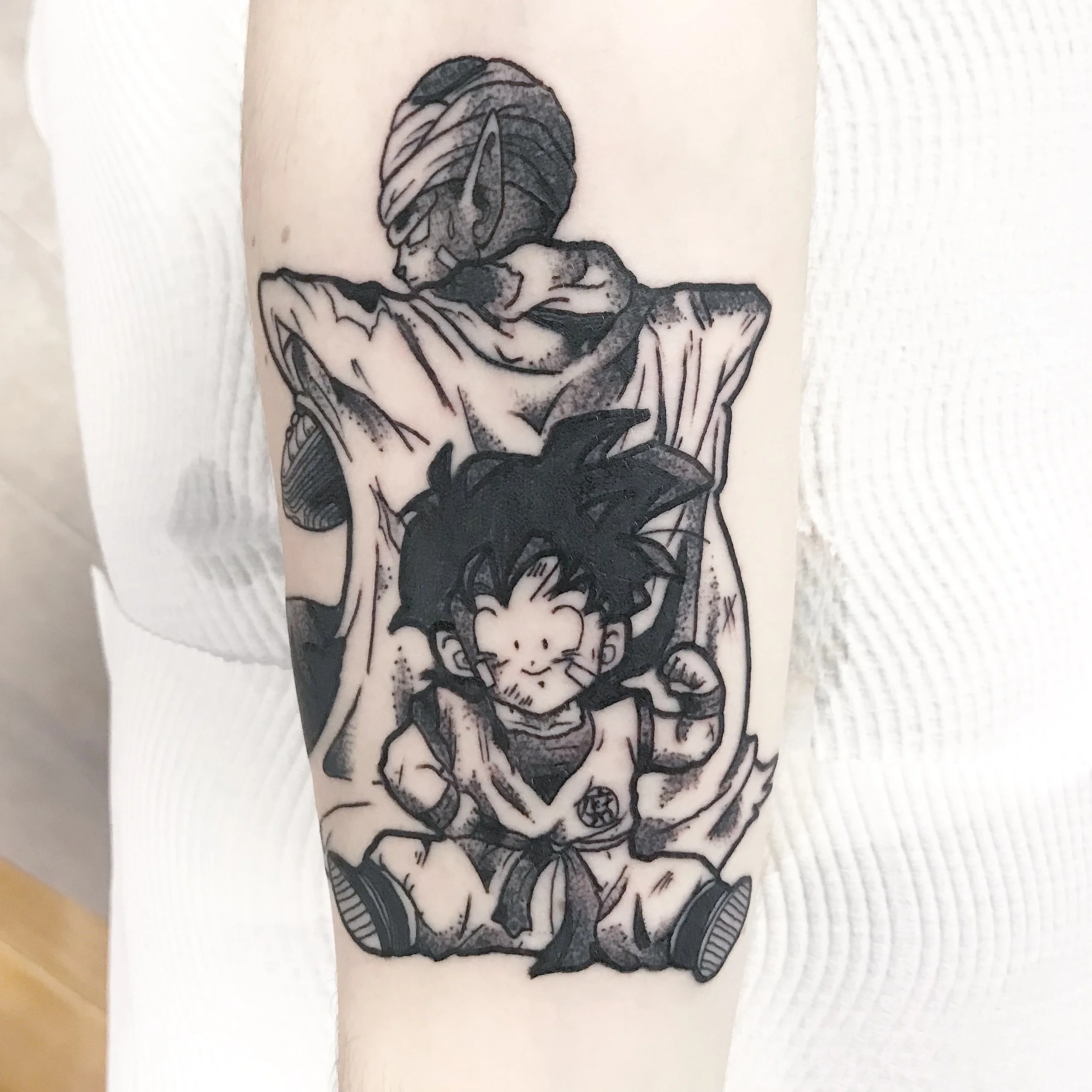 Goku piccolo dragon ball z tattoo brisbane pop culture gaming brisbane best anime manga tattoos artist